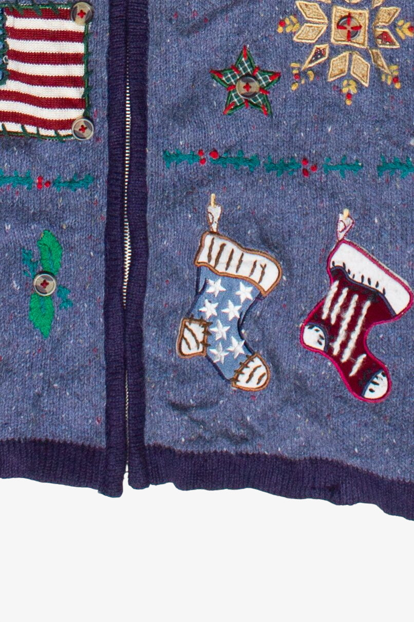 Vintage Victoria Jones Winter Cottagecore Patches Ugly Christmas Vest