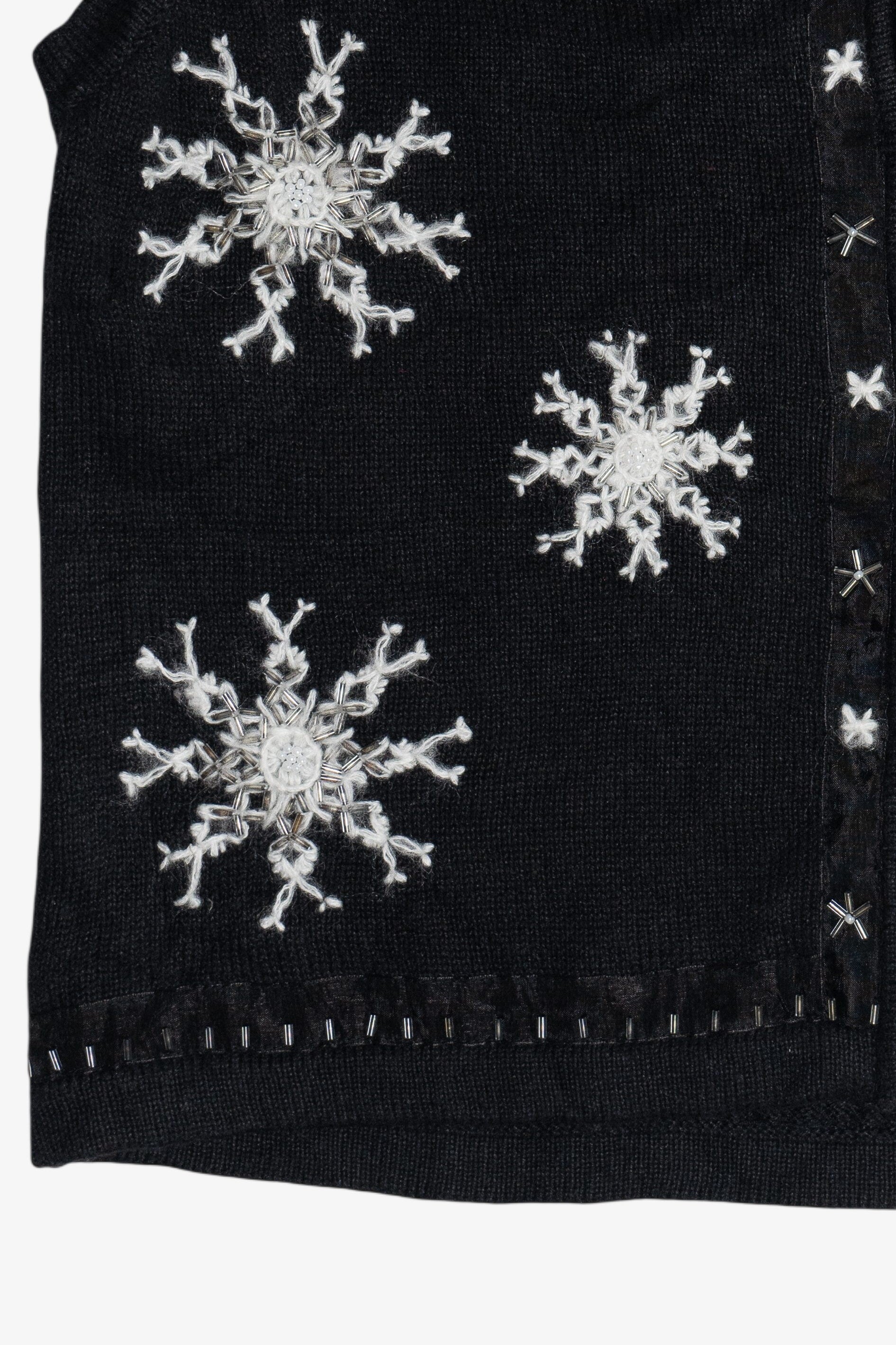 Vintage Snowflakes Zip-Up Ugly Christmas Vest (1990s)