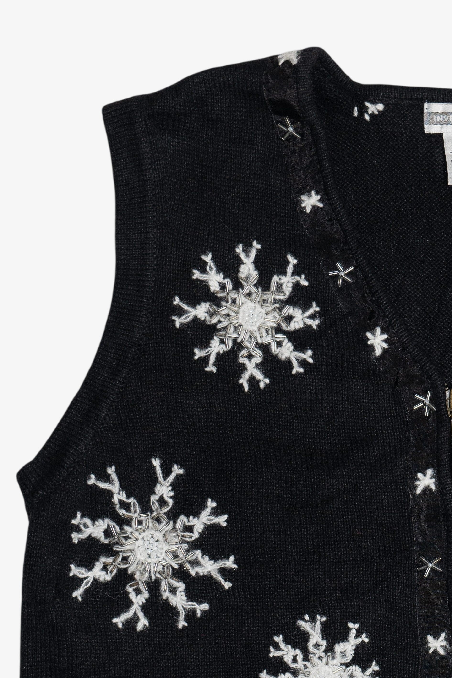 Vintage Snowflakes Zip-Up Ugly Christmas Vest (1990s)
