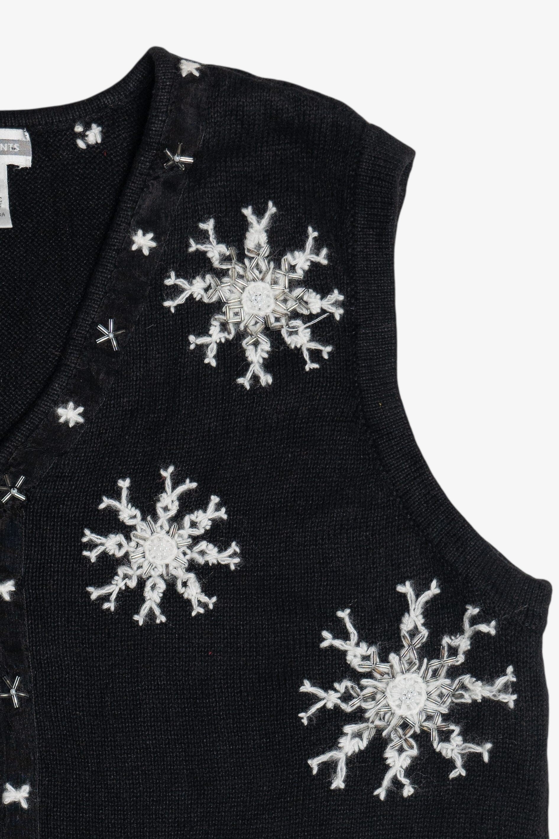 Vintage Snowflakes Zip-Up Ugly Christmas Vest (1990s)