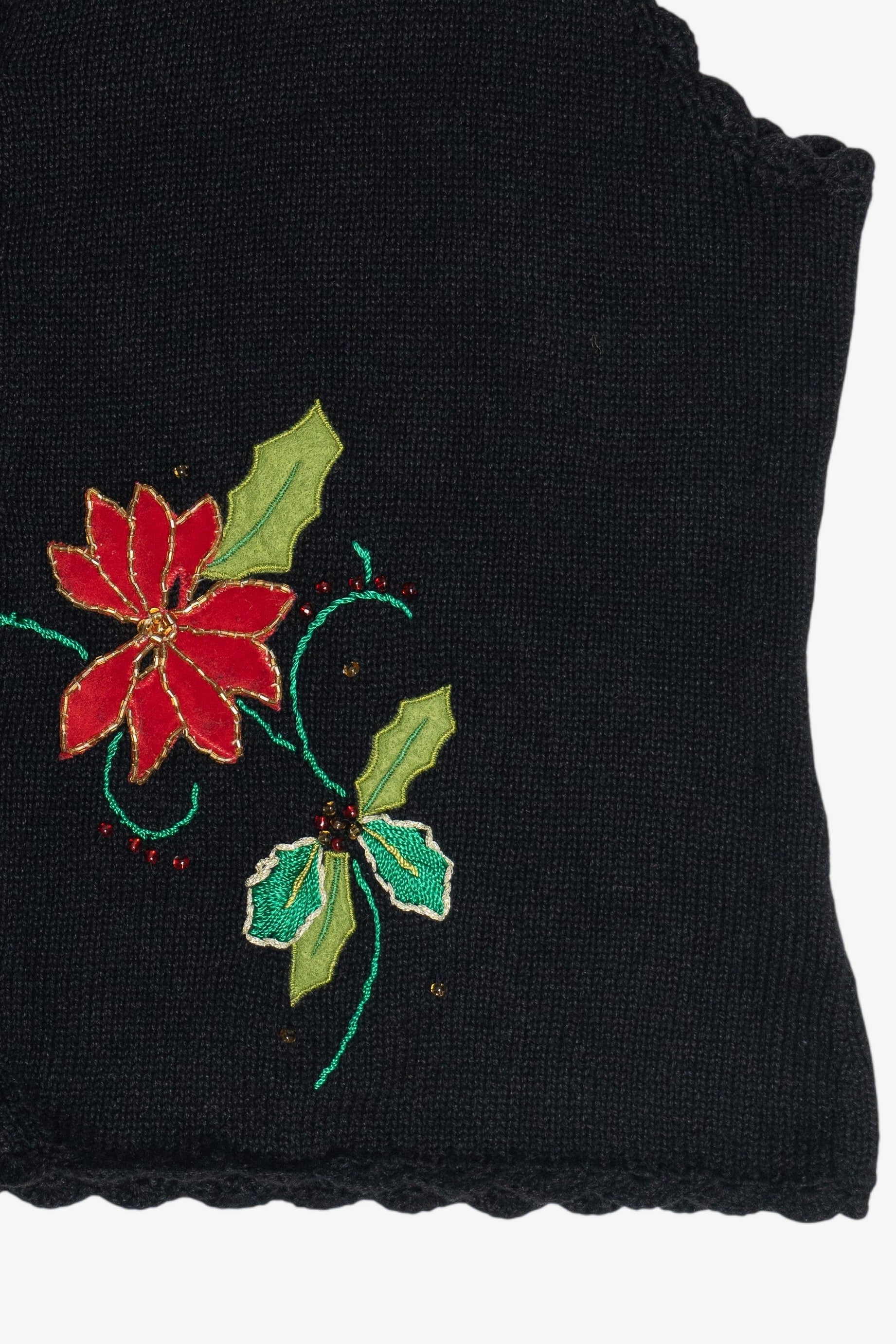 Vintage Black Poinsettia Ugly Christmas Vest (1990s)