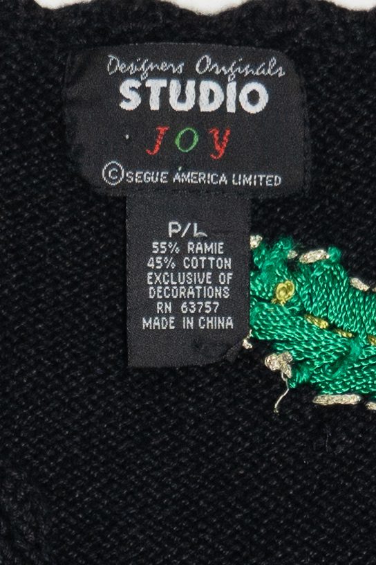 Vintage Black Poinsettia Ugly Christmas Vest (1990s)