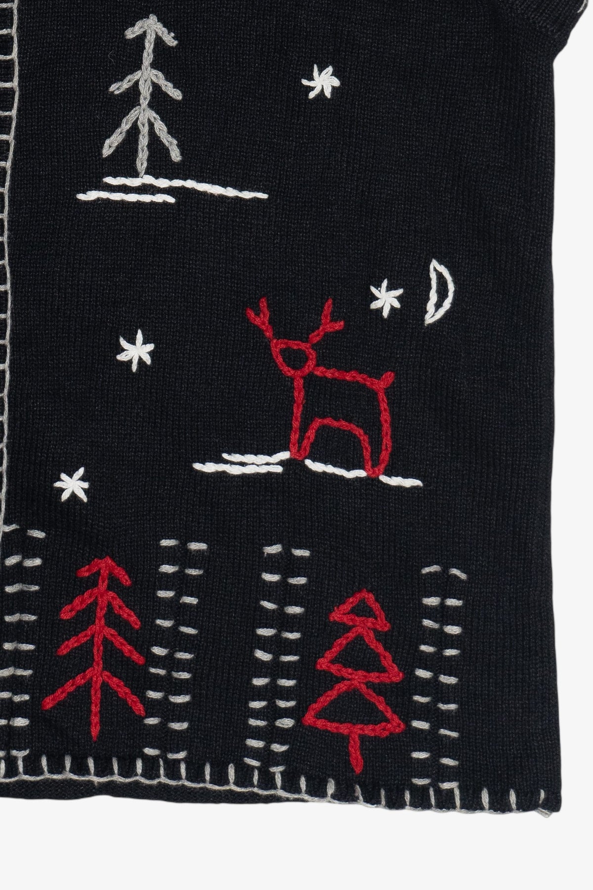 Vintage Holiday Stick Figures Embroidered Ugly Christmas Vest (1990s)