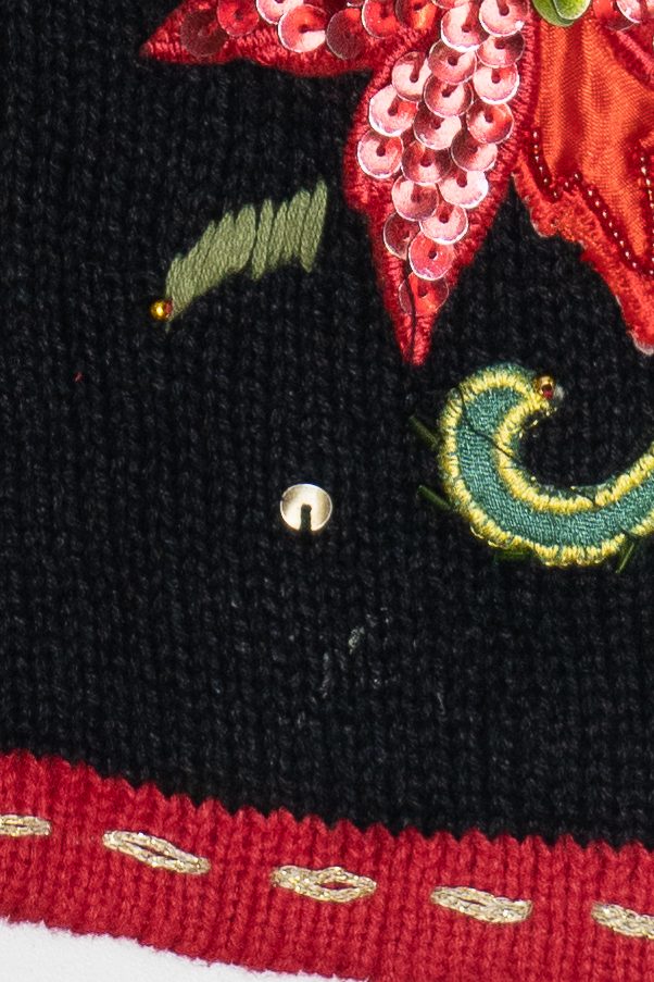 Vintage Black Poinsettia Ugly Christmas Vest (2000s)