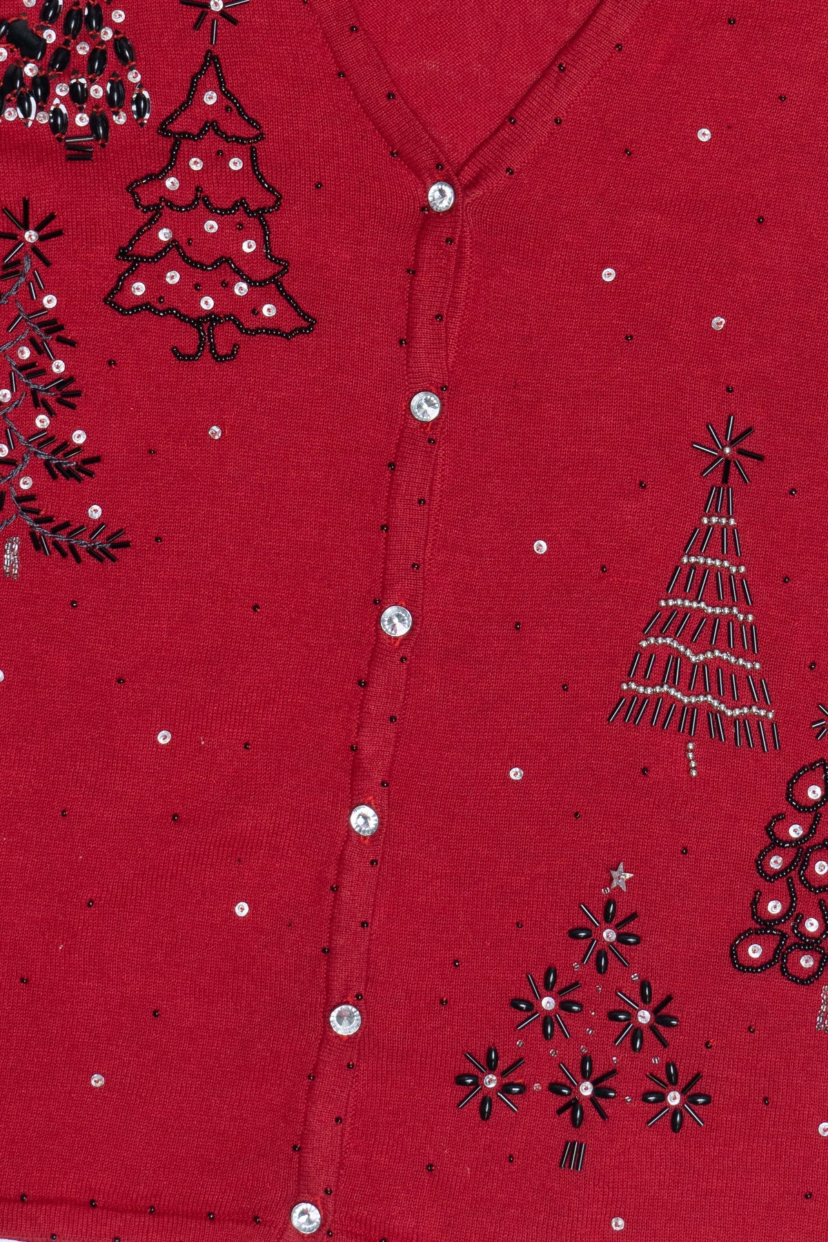 Vintage Beaded Christmas Trees Lightweight Ugly Christmas Vest (2000s)