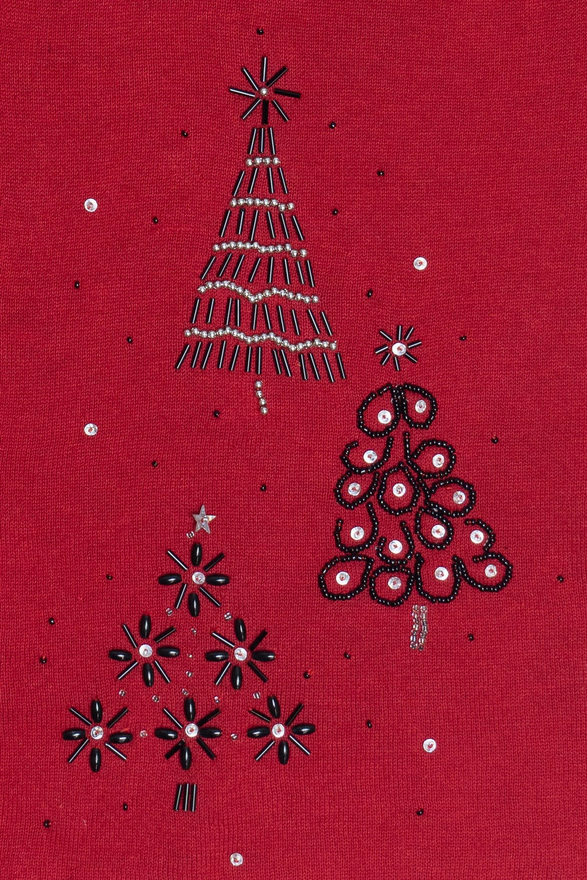 Vintage Beaded Christmas Trees Lightweight Ugly Christmas Vest (2000s)