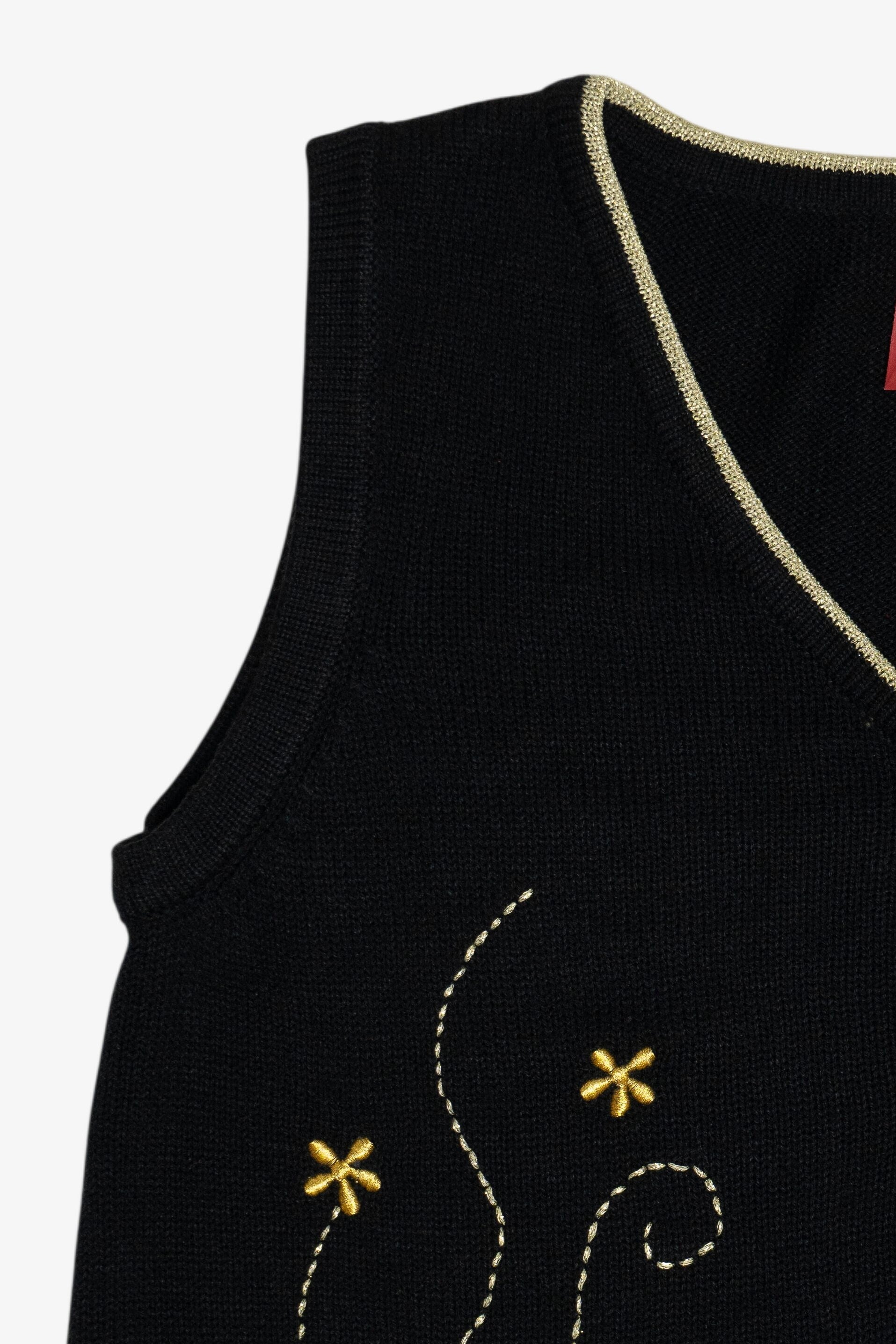 Vintage Black Poinsettia Ugly Christmas Vest (2000s)