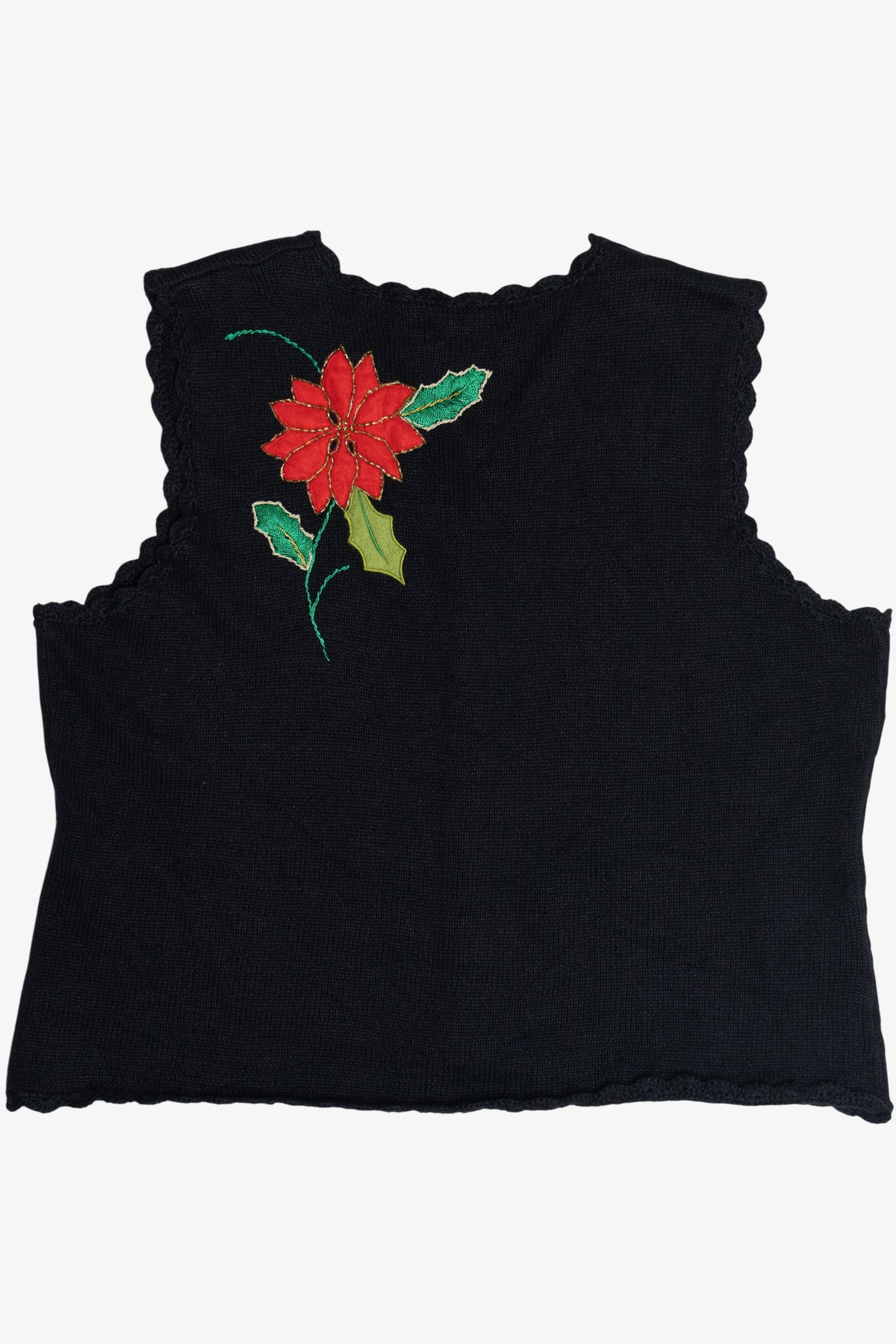 Vintage Black Poinsettia Ugly Christmas Vest (1990s)