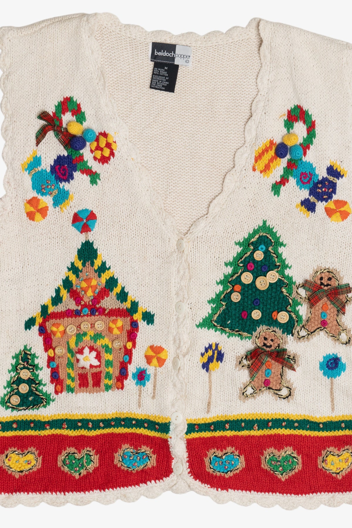 Vintage Beldoch Popper Gingerbread House Ugly Christmas Vest (1990s)
