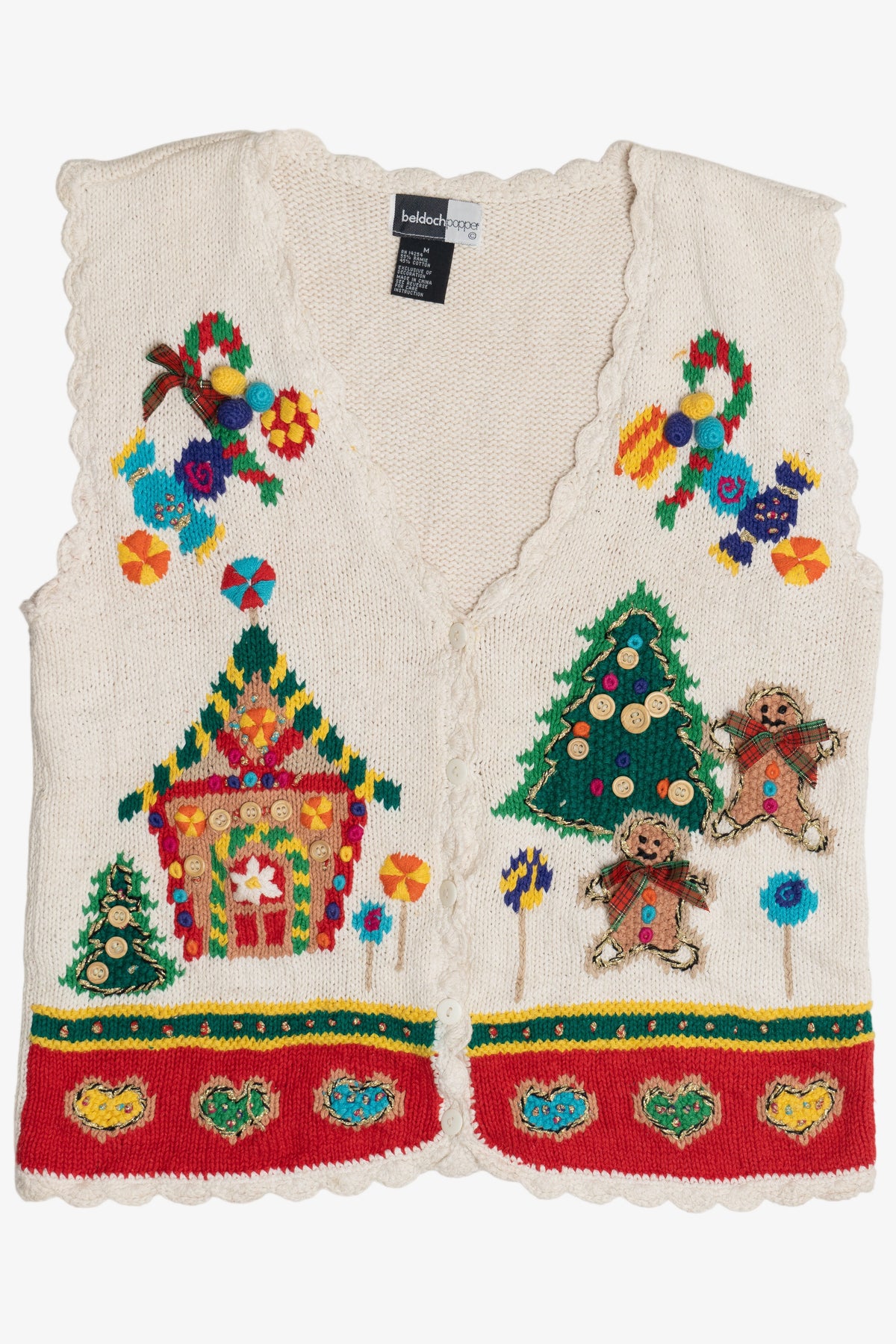 Vintage Beldoch Popper Gingerbread House Ugly Christmas Vest (1990s)