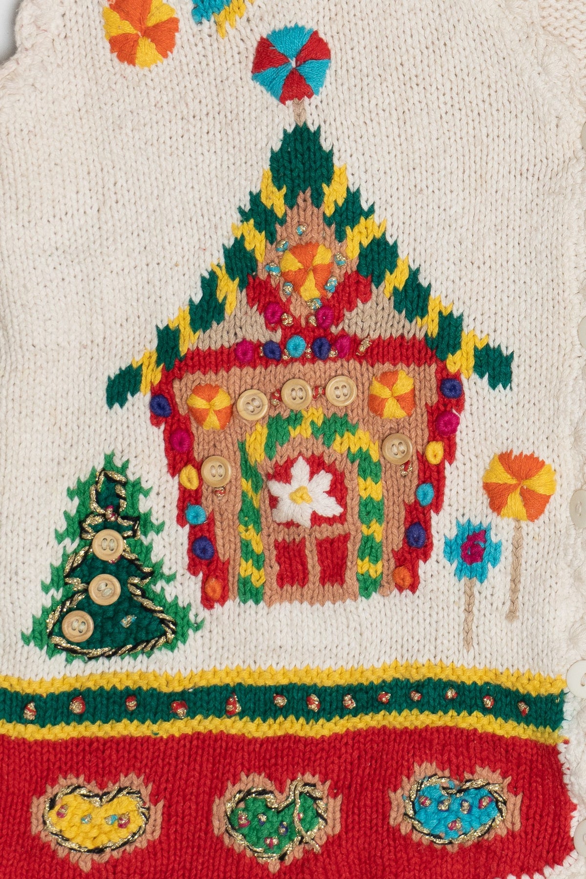 Vintage Beldoch Popper Gingerbread House Ugly Christmas Vest (1990s)
