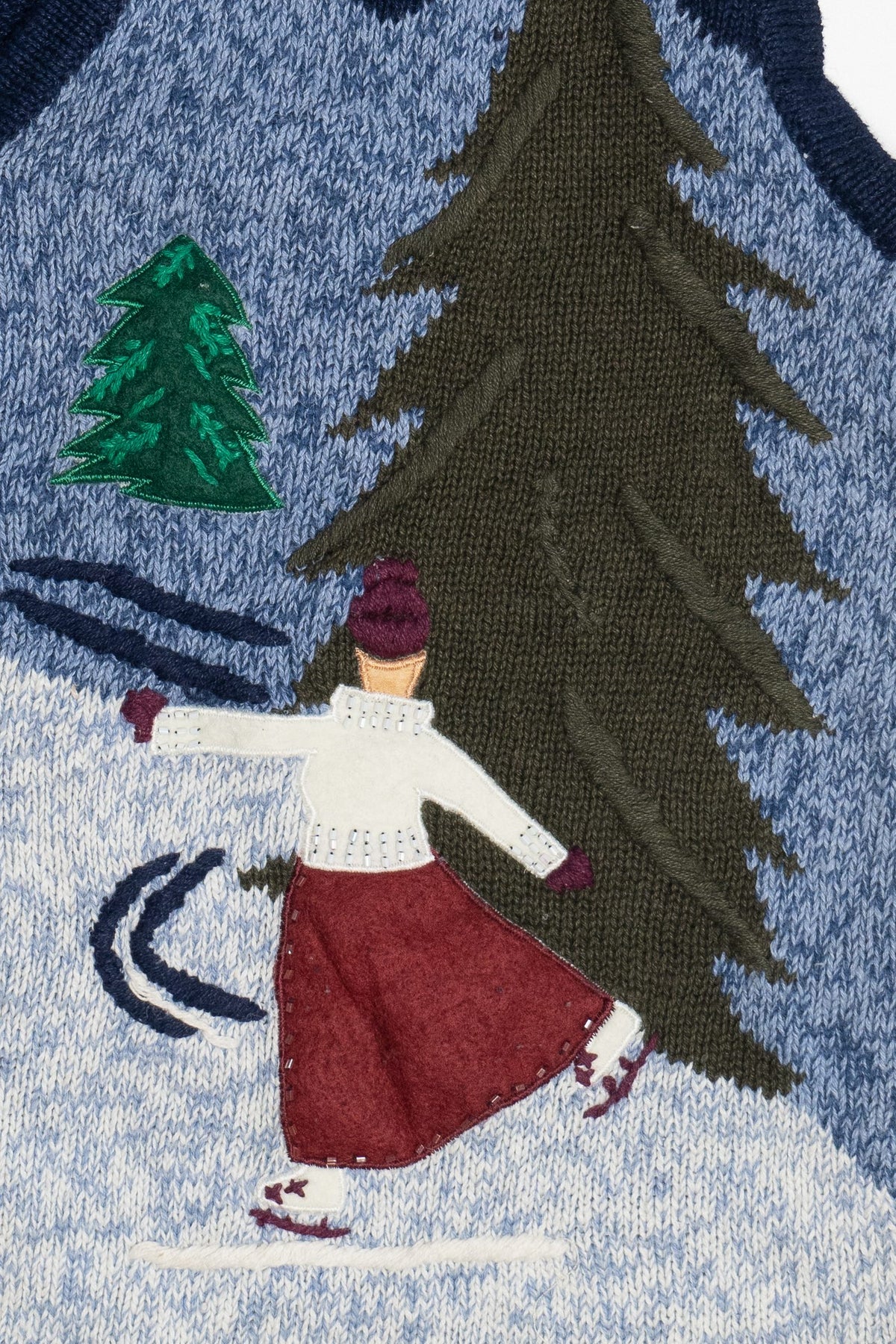 Vintage Ice Skating Scene Ugly Christmas Vest (1990s)