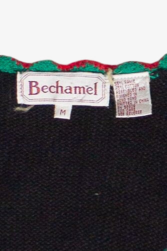 Vintage Knit Holly Crochet Trim Ugly Christmas Vest