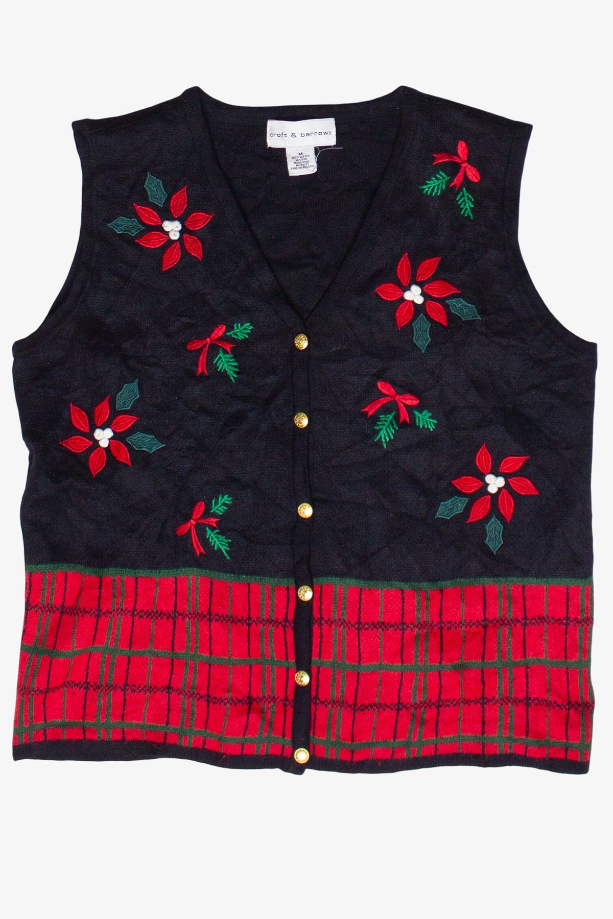 Vintage Holly Plaid Croft & Barrow Ugly Christmas Vest