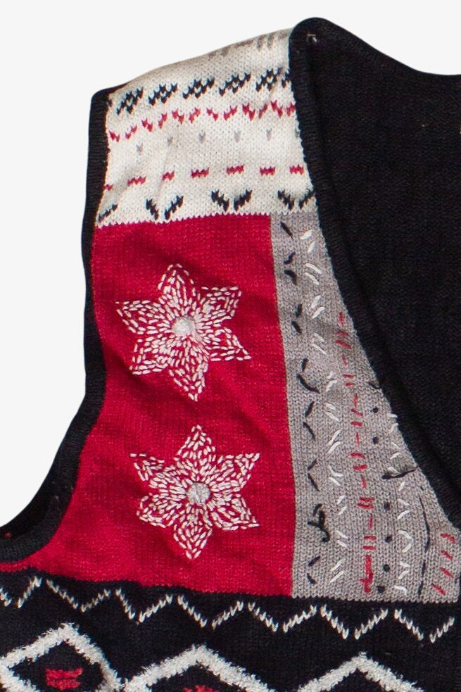 Vintage Cricket Lane Collection Embroidered Colorblock Pattern Ugly Christmas Vest
