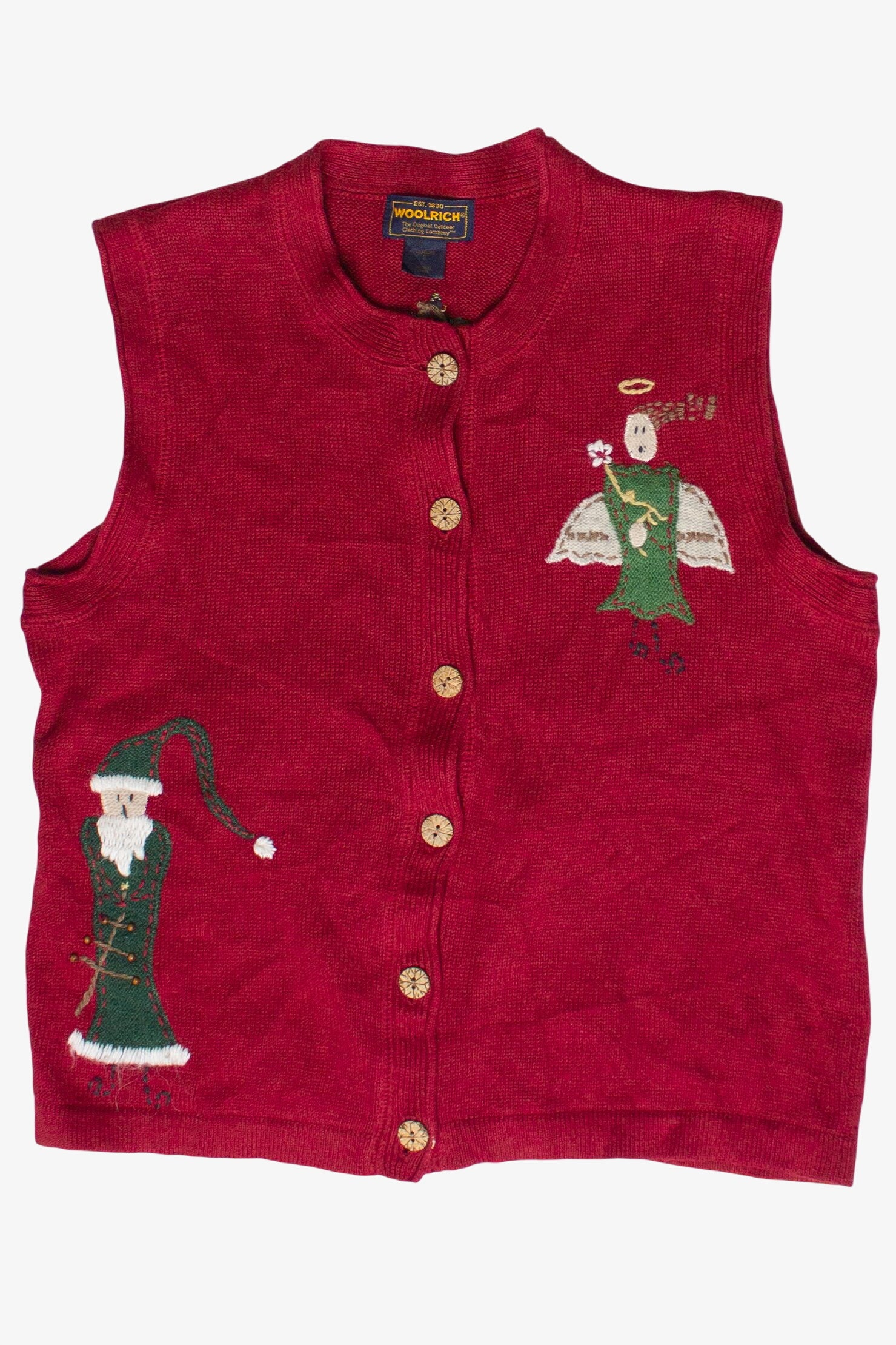Vintage Woolrich Embroidered Santa & Angel Ugly Christmas Vest