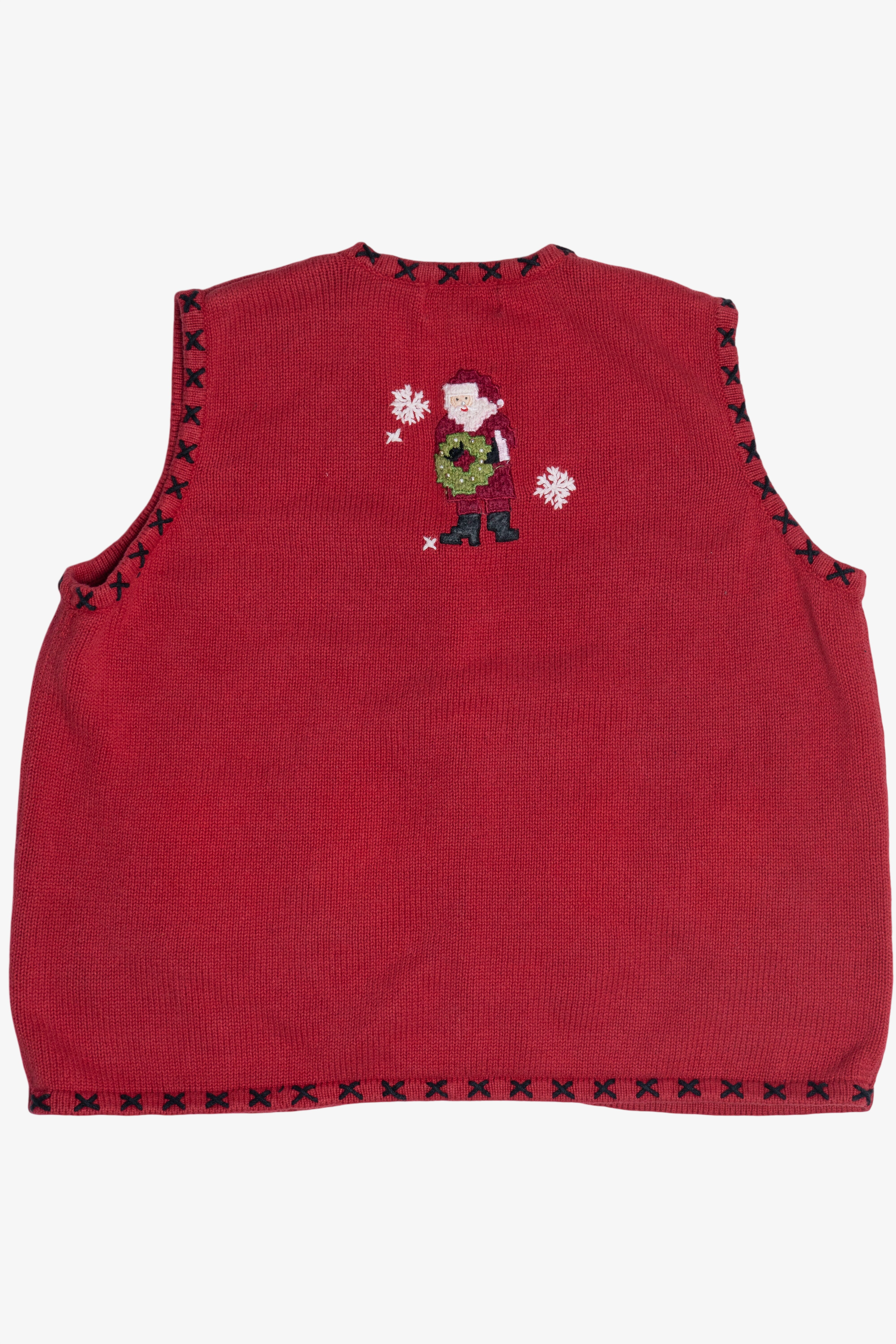 Vintage Planet & Company Cross Stitch Santas Ugly Christmas Vest (1990s)
