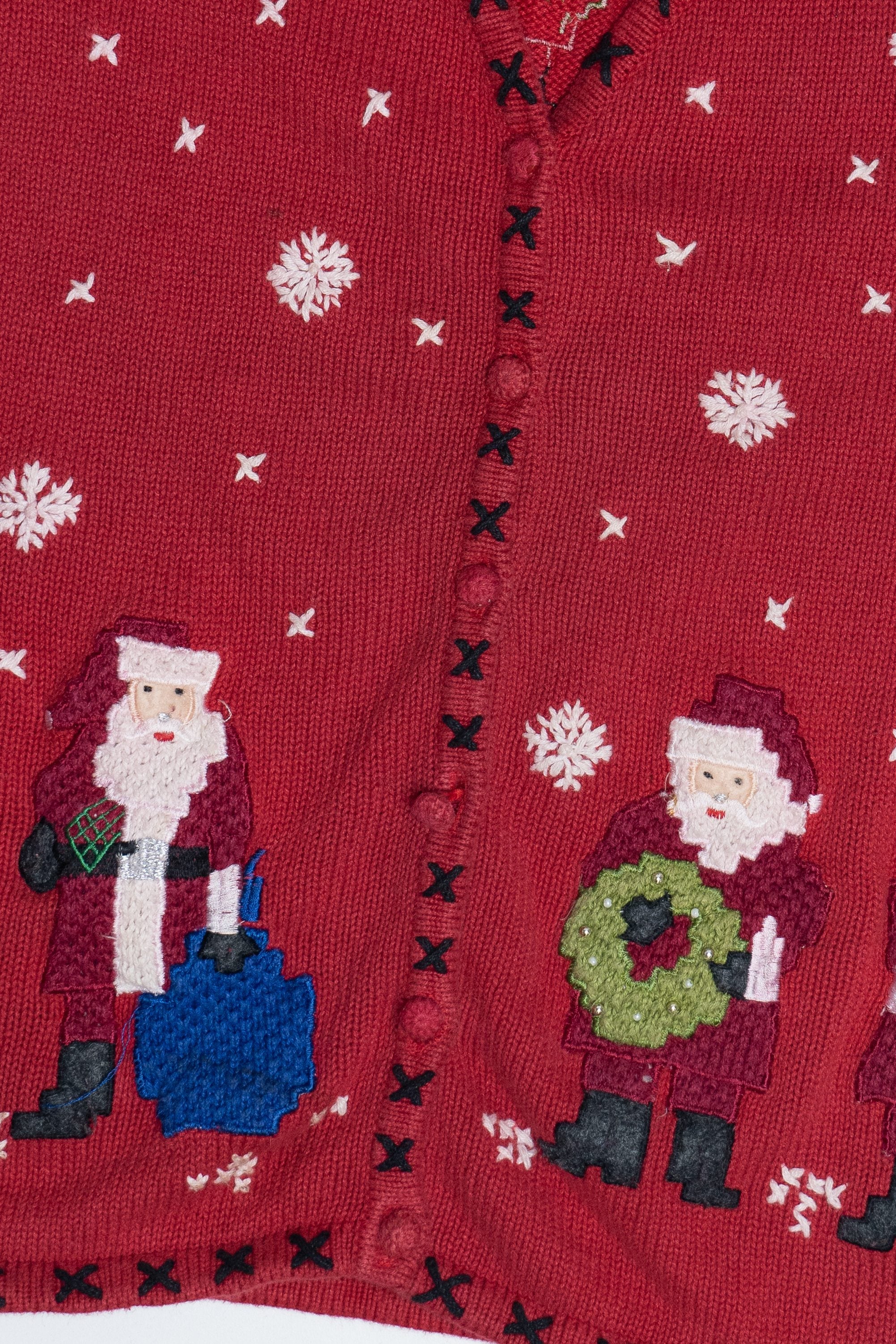Vintage Planet & Company Cross Stitch Santas Ugly Christmas Vest (1990s)