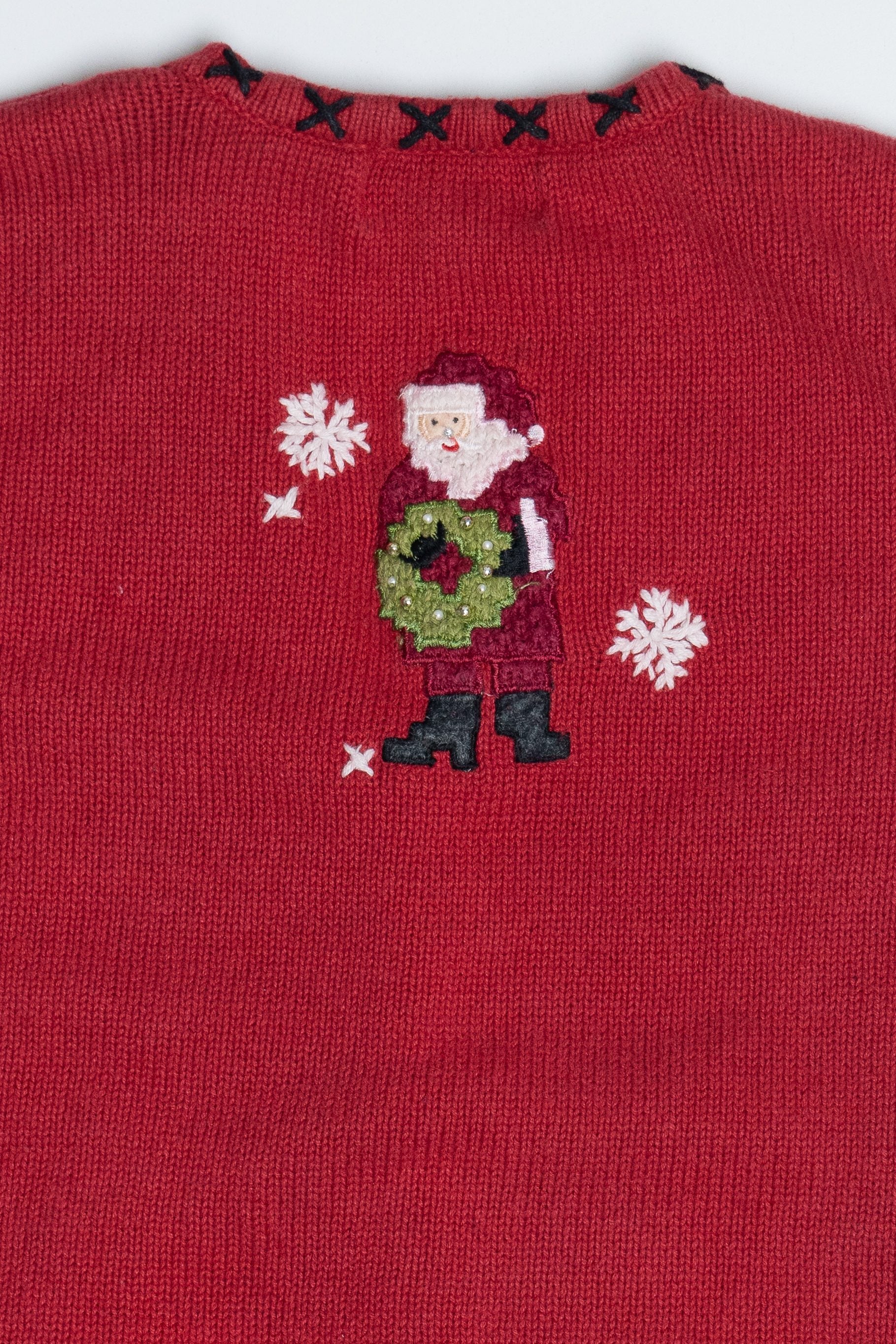 Vintage Planet & Company Cross Stitch Santas Ugly Christmas Vest (1990s)