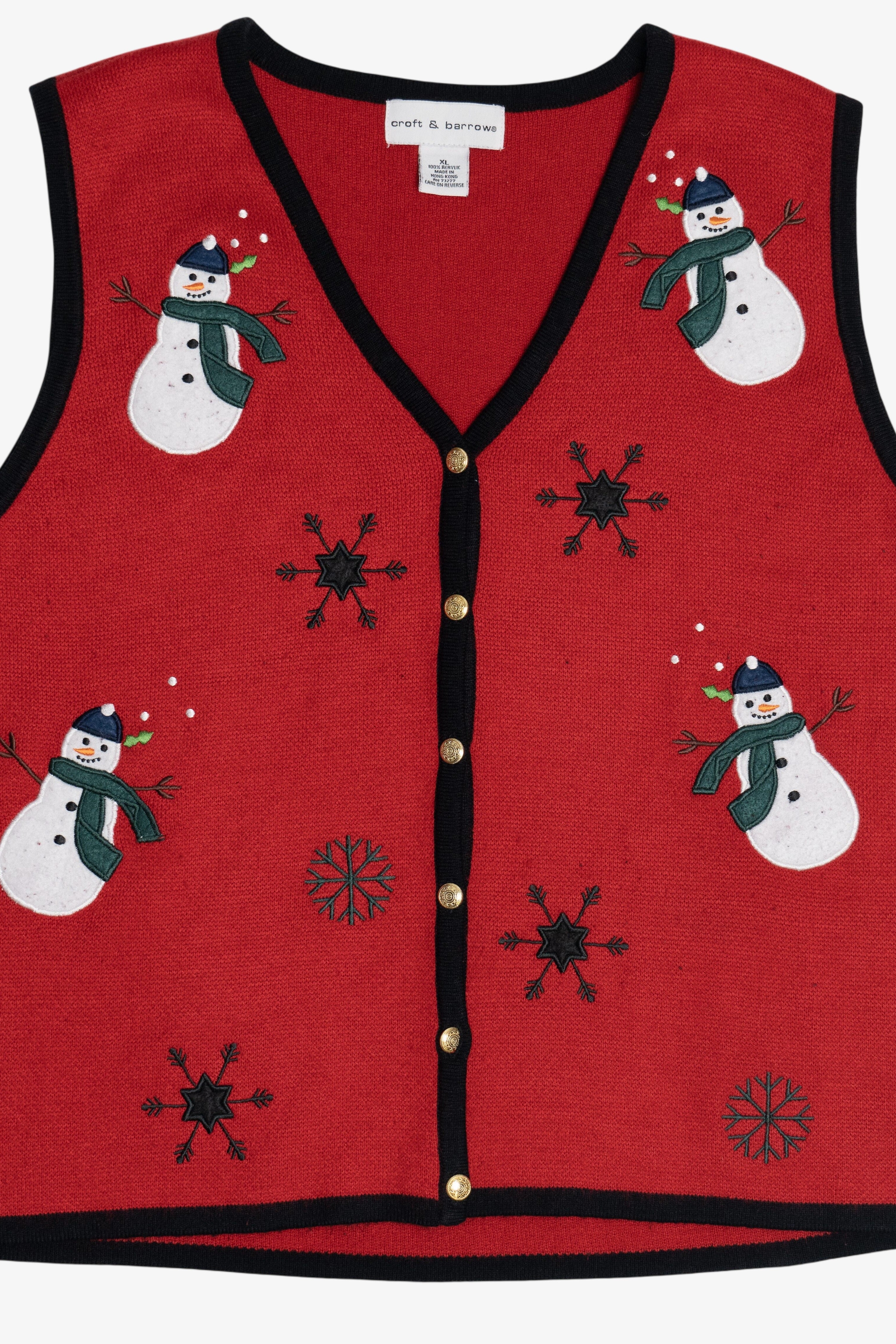 Vintage Croft & Barrow Snowmen Ugly Christmas Vest (1990s)