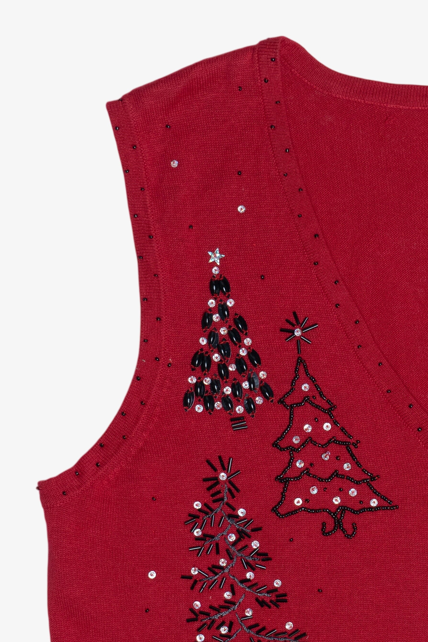 Vintage Beaded Trees Ugly Christmas Vest (1990s)