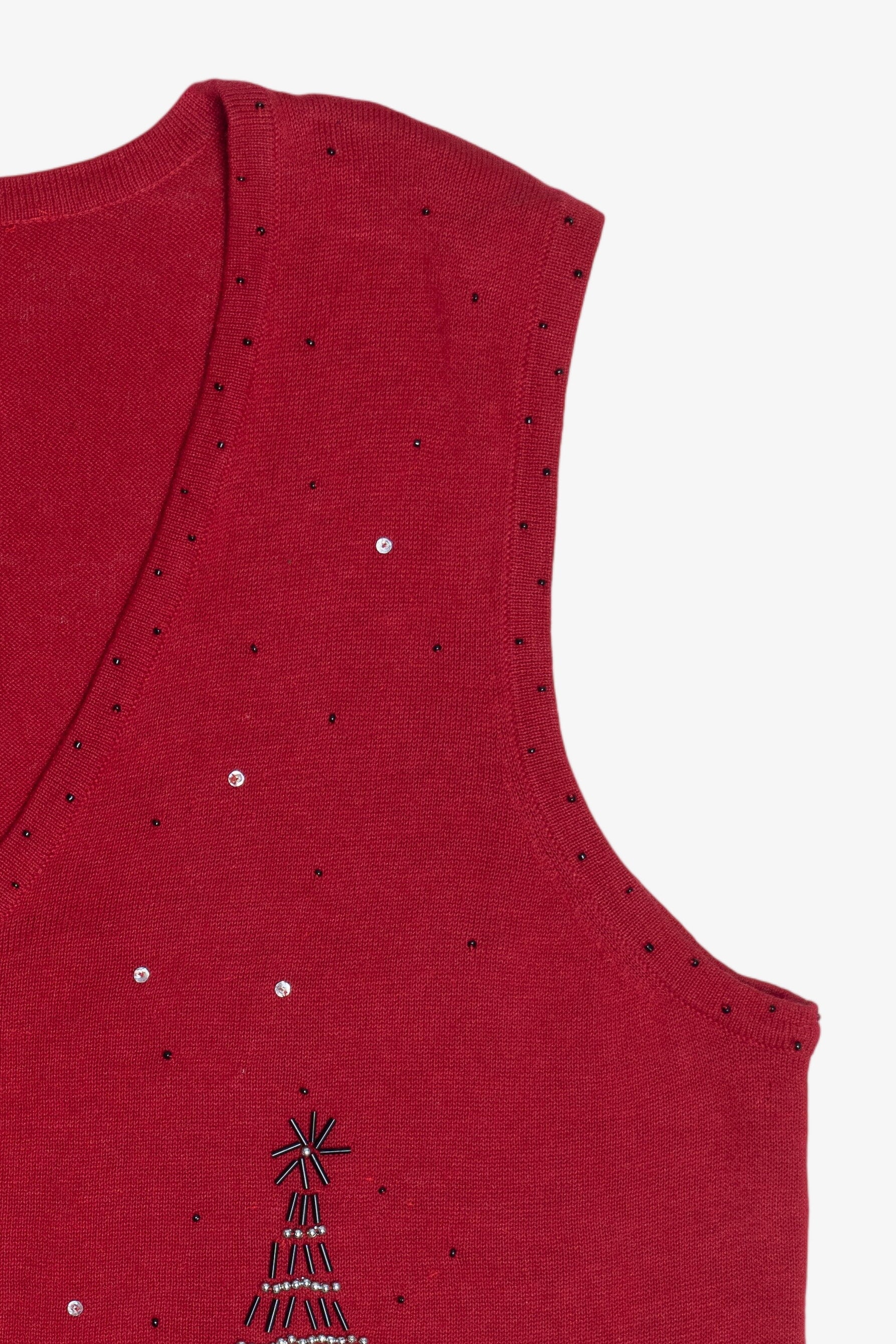 Vintage Beaded Trees Ugly Christmas Vest (1990s)