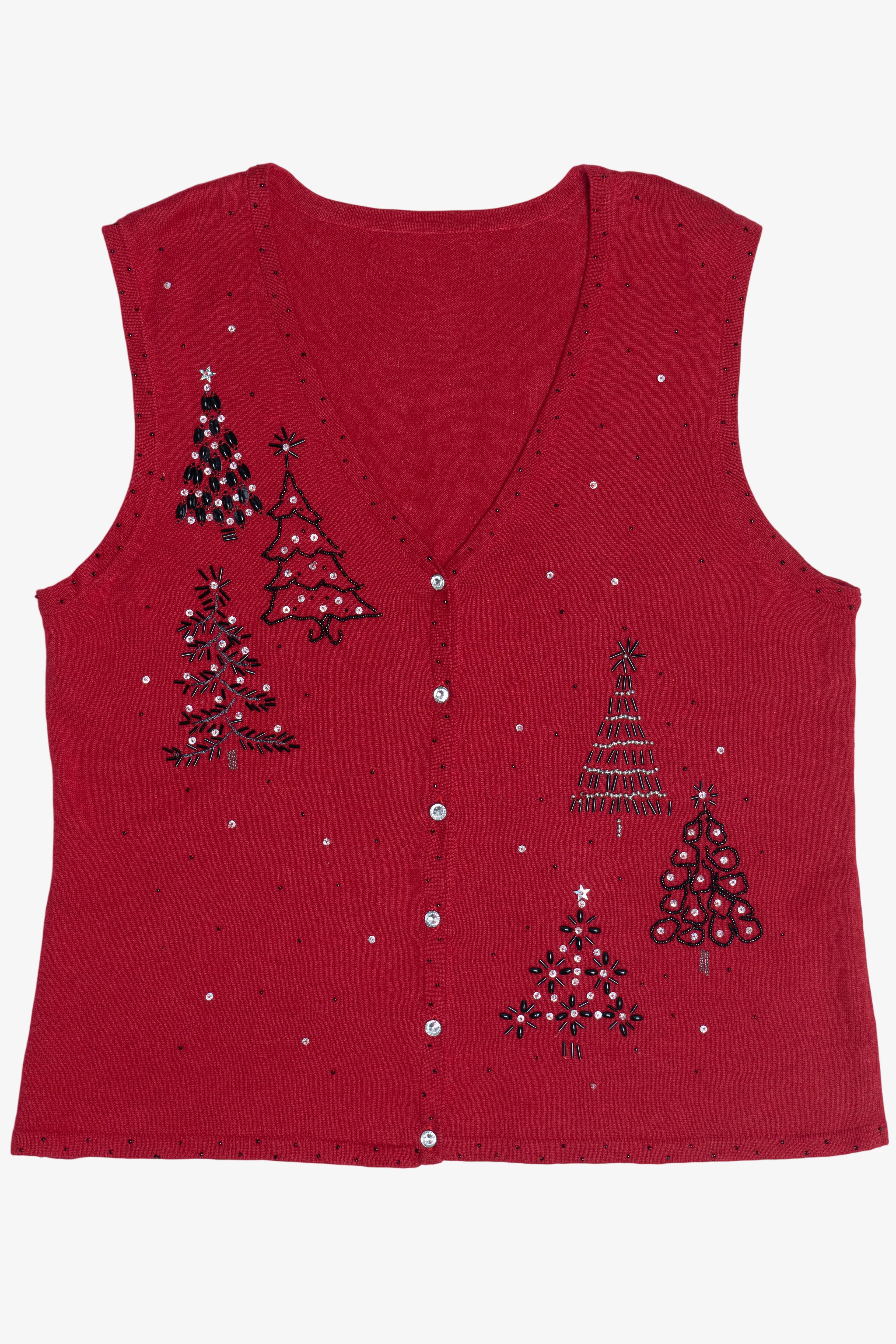 Vintage Beaded Trees Ugly Christmas Vest (1990s)