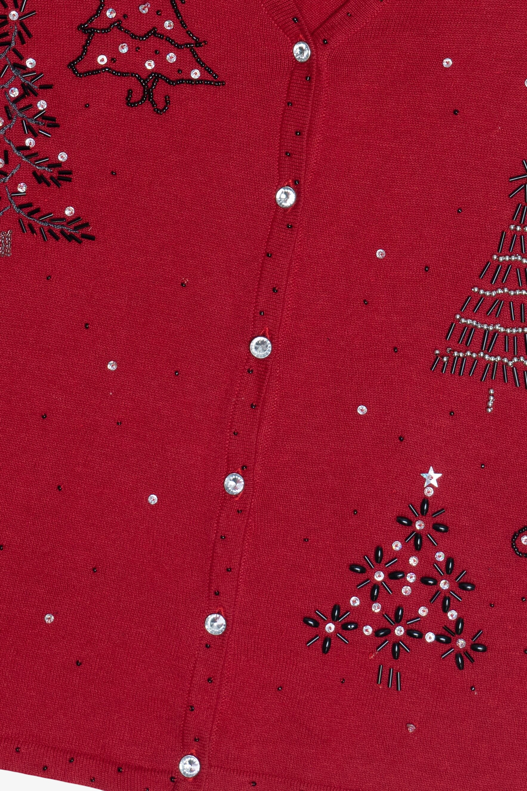 Vintage Beaded Trees Ugly Christmas Vest (1990s)