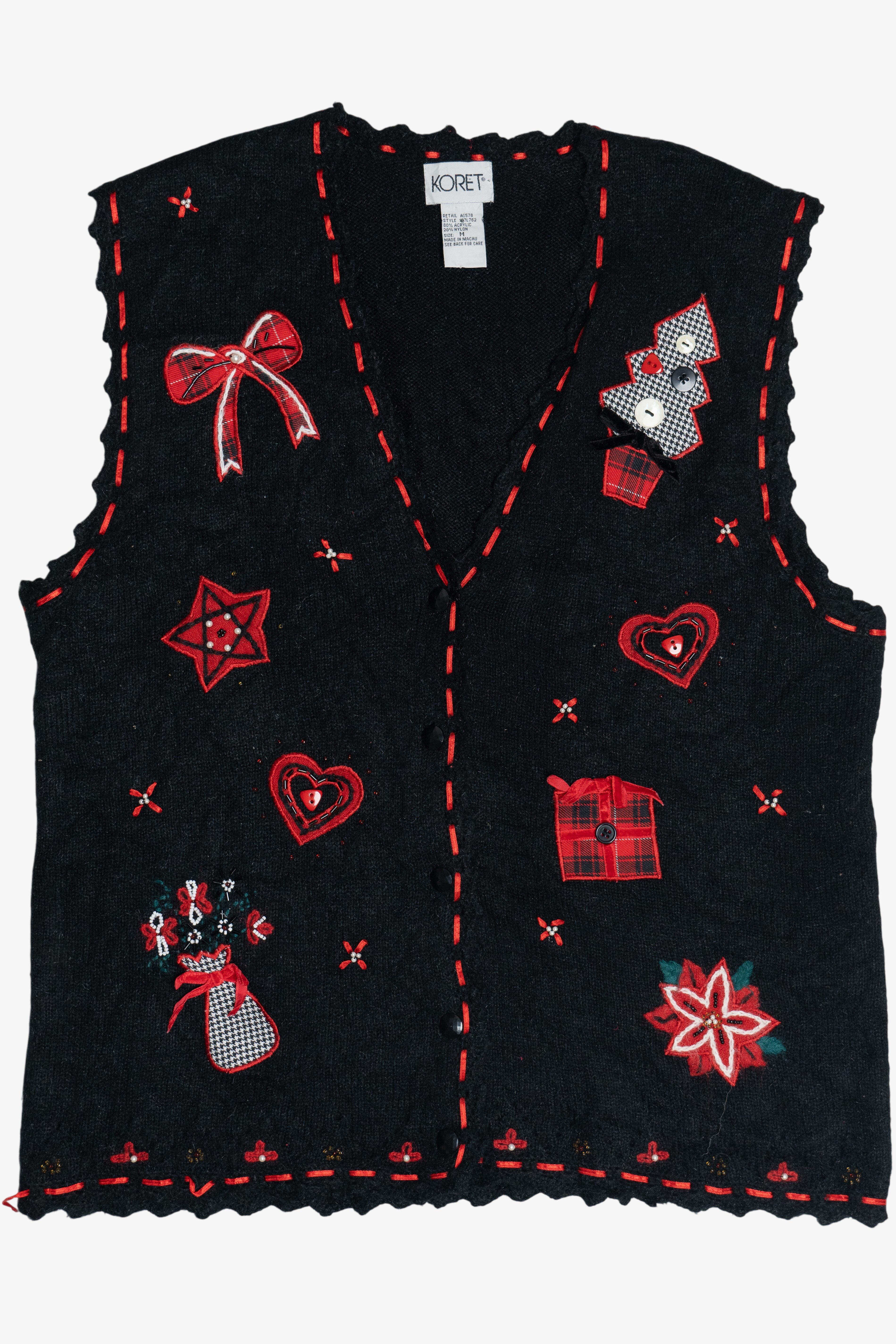 Vintage Koret Hearts Ugly Christmas Vest (1990s)
