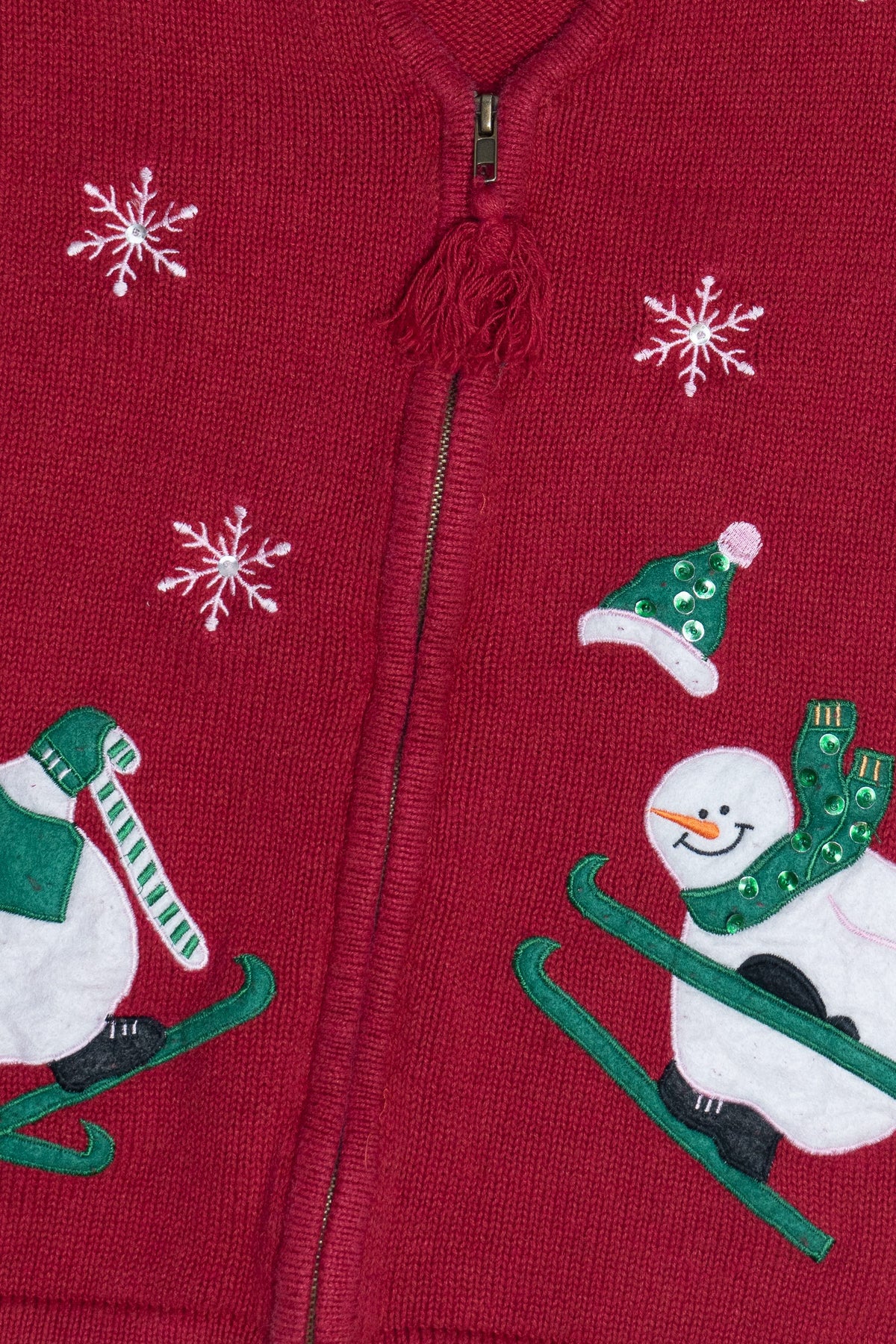 Vintage Bobbie Brooks Skiing Snowmen Ugly Christmas Vest (1990s)