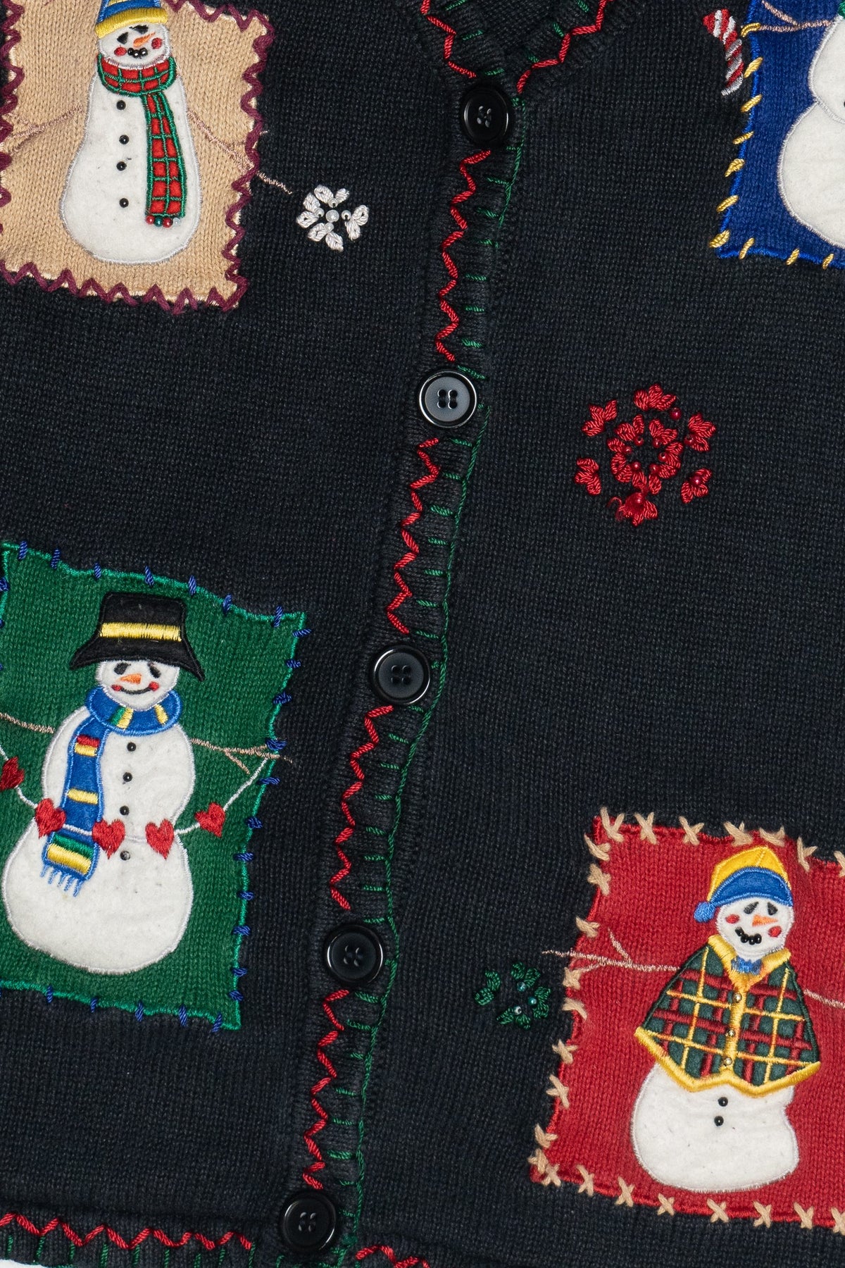 Vintage Ronnie Salloway Snowmen Patches Ugly Christmas Vest (1990s)