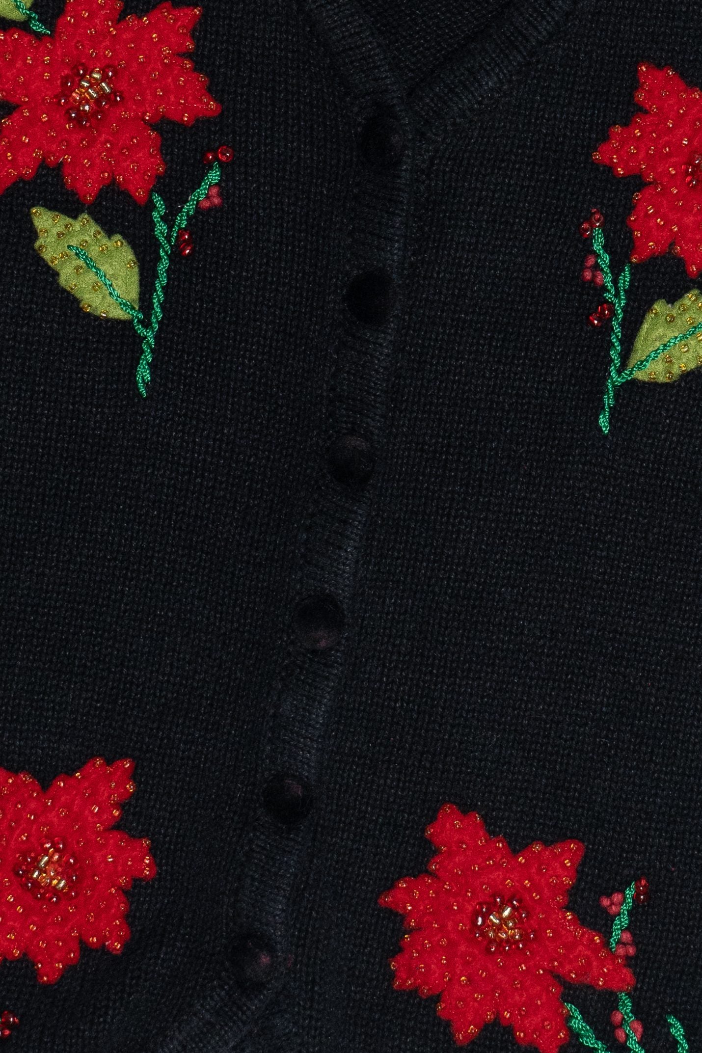 Vintage Designers Originals Studio Beaded Poinsettias Ugly Christmas Vest (1990s)