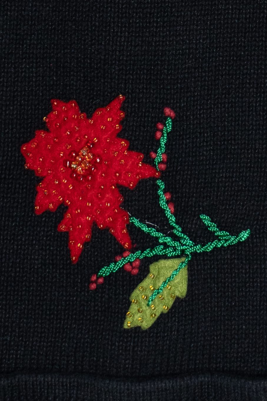 Vintage Designers Originals Studio Beaded Poinsettias Ugly Christmas Vest (1990s)