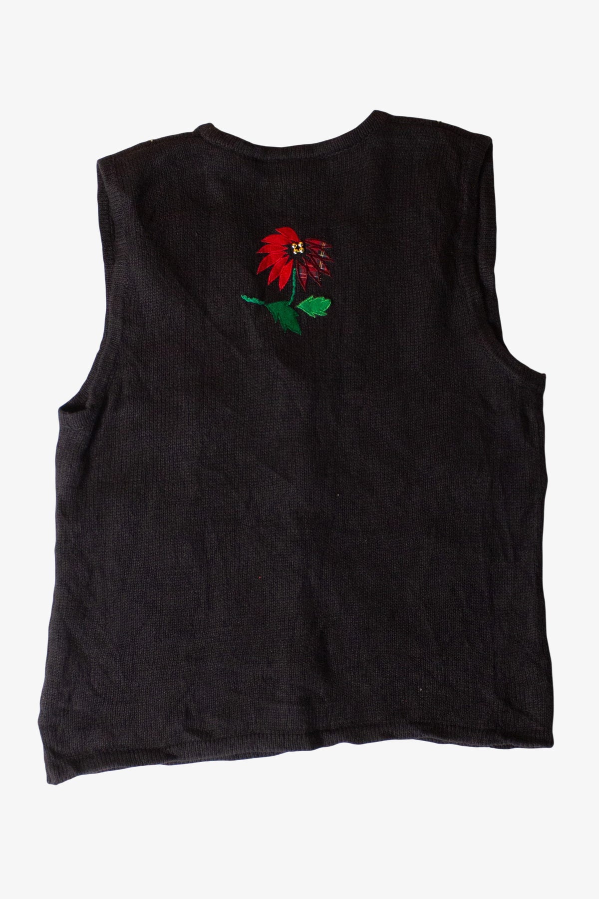 Vintage Black Flowers Ugly Christmas Vest (1990s)