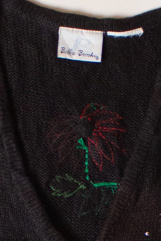 Vintage Black Flowers Ugly Christmas Vest (1990s)