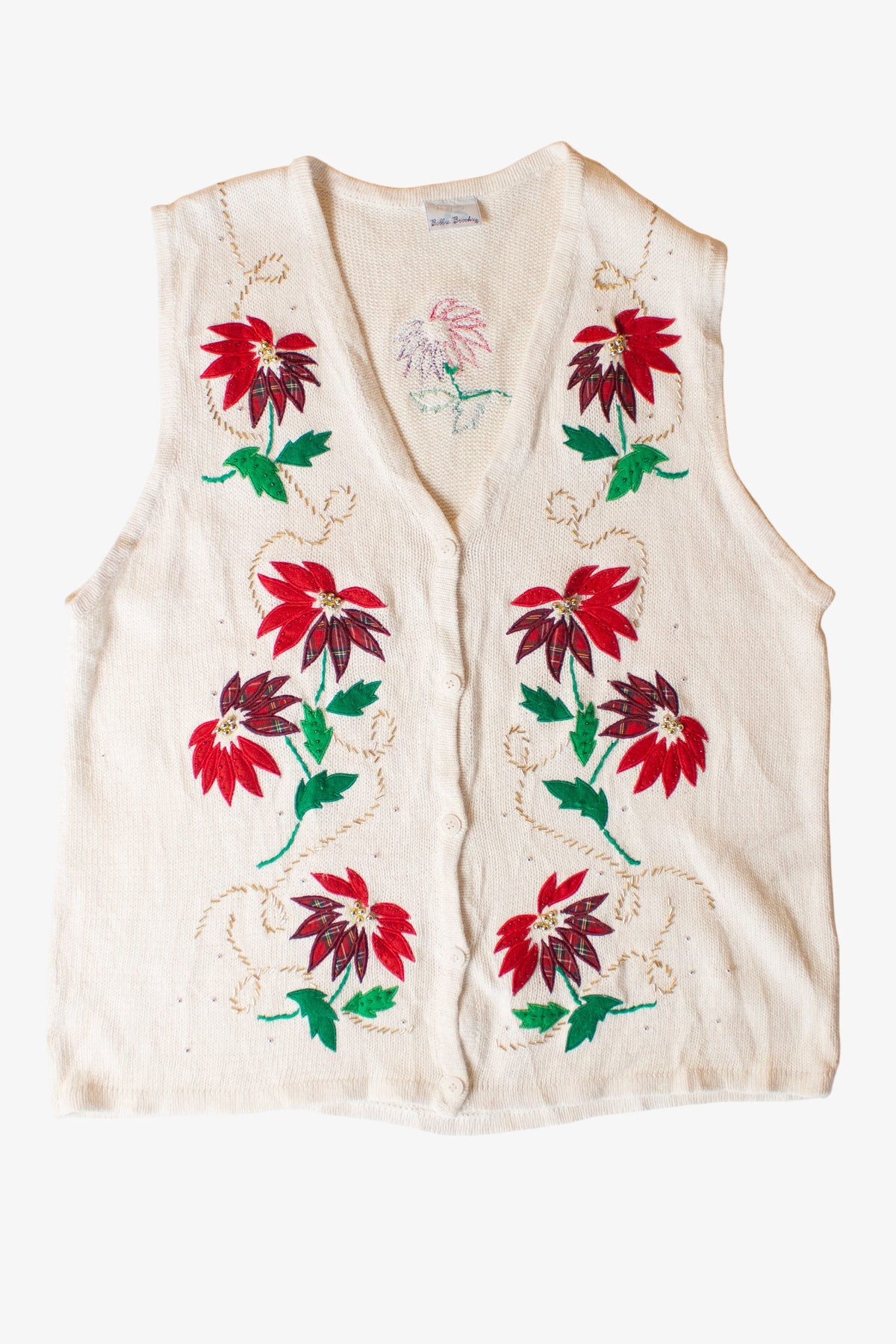 Vintage White Flowers Christmas Vest (1990s)