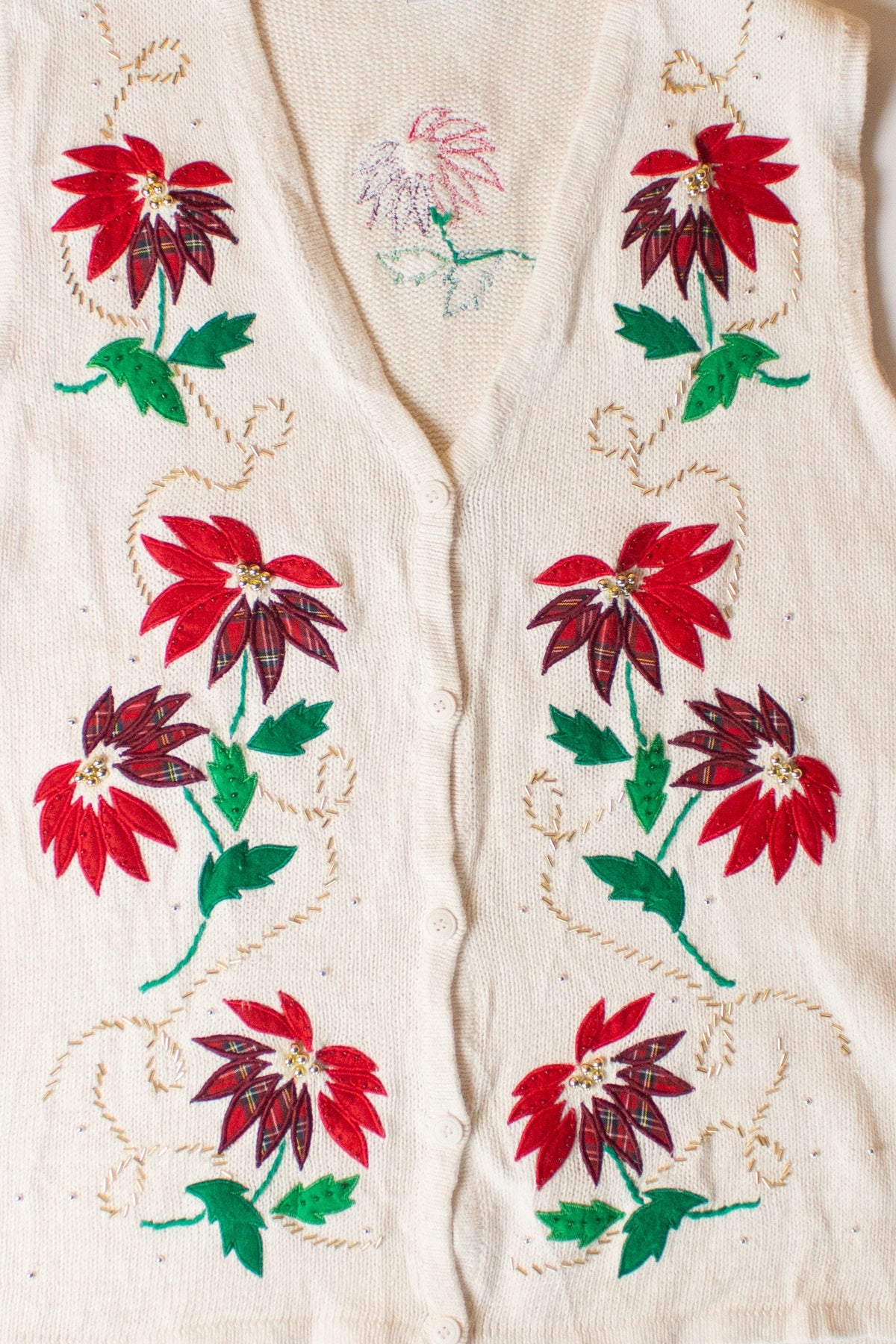 Vintage White Flowers Christmas Vest (1990s)