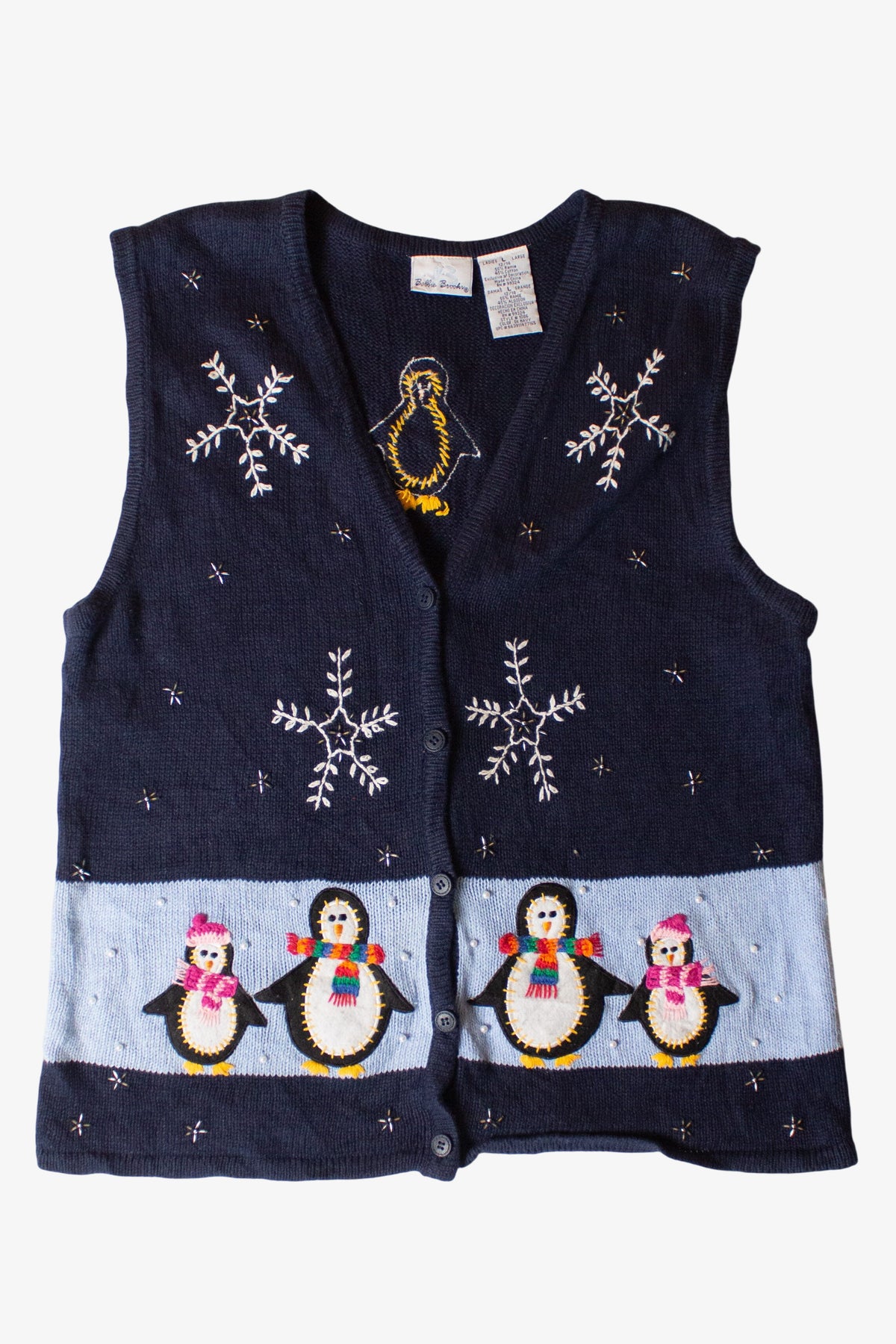 Vintage Navy Blue Penguins Christmas Vest (1990s)