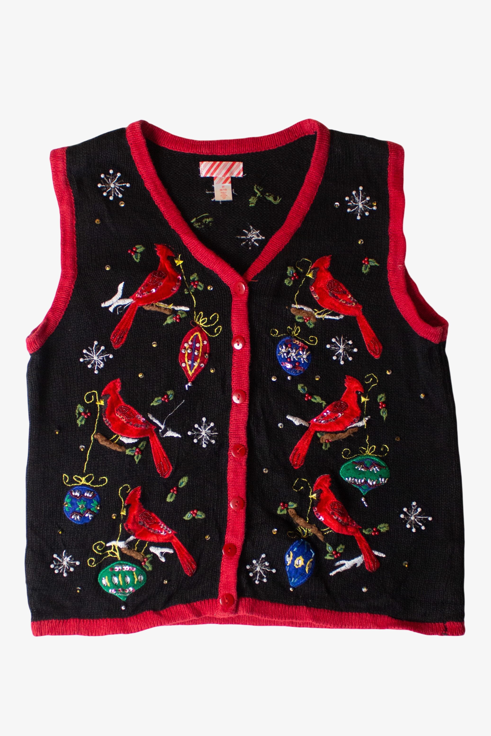 Black Beaded Birds Ugly Christmas Vest (2010s)
