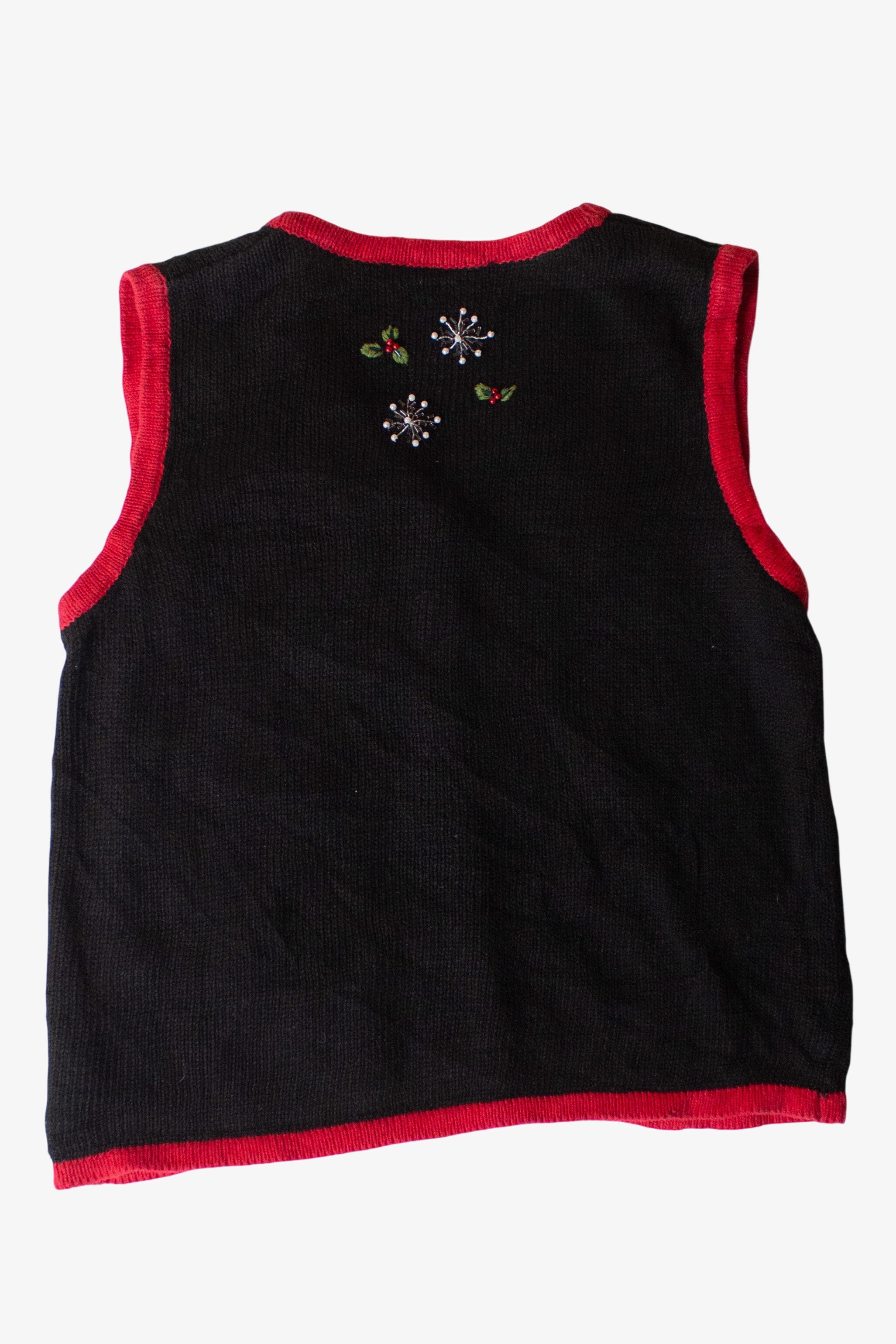 Black Beaded Birds Ugly Christmas Vest (2010s)