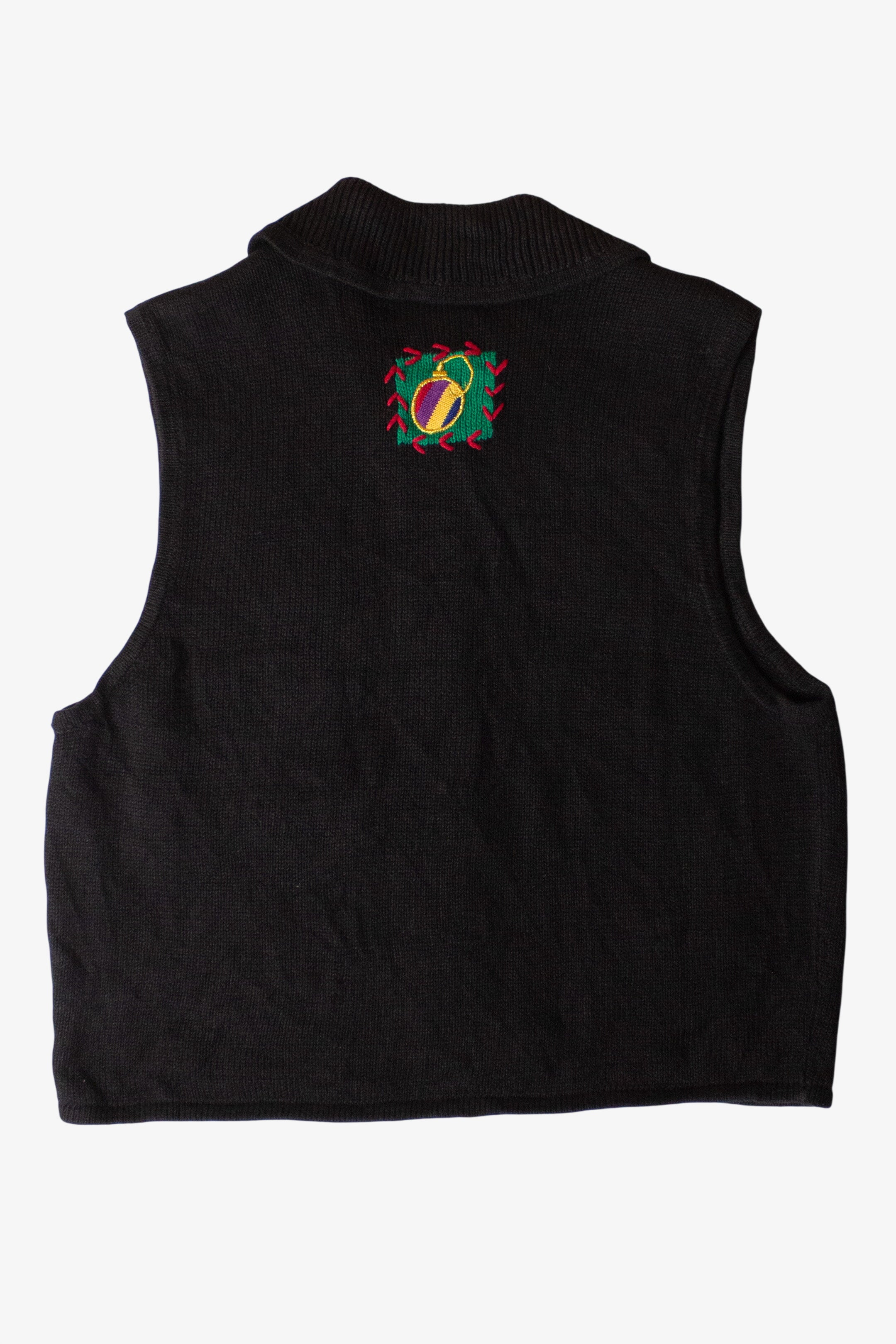 Vintage Black Patches Ugly Christmas Vest (1990s)