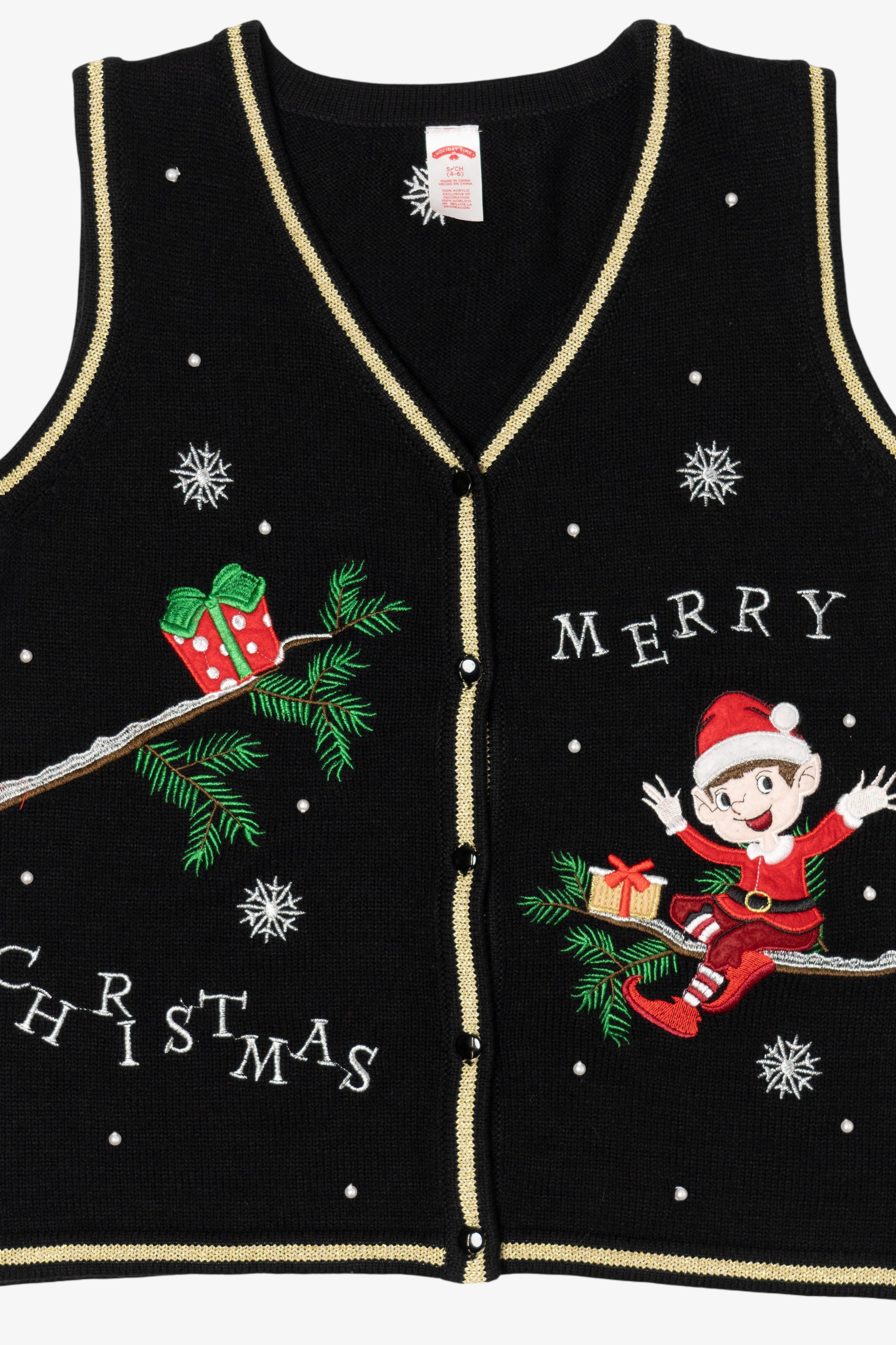 Black Holiday Time Elf Ugly Christmas Vest (2010s)