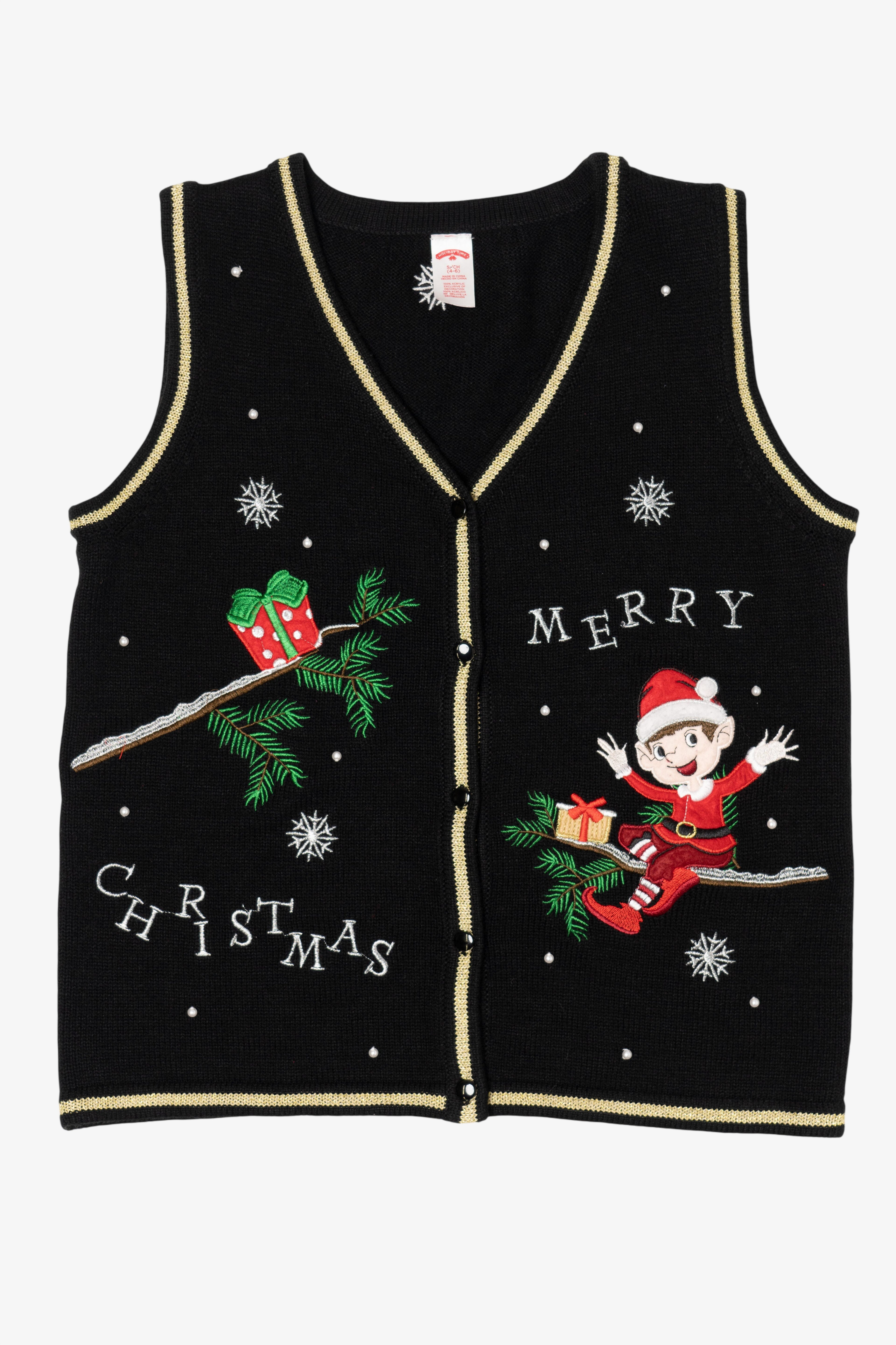 Black Holiday Time Elf Ugly Christmas Vest (2010s)