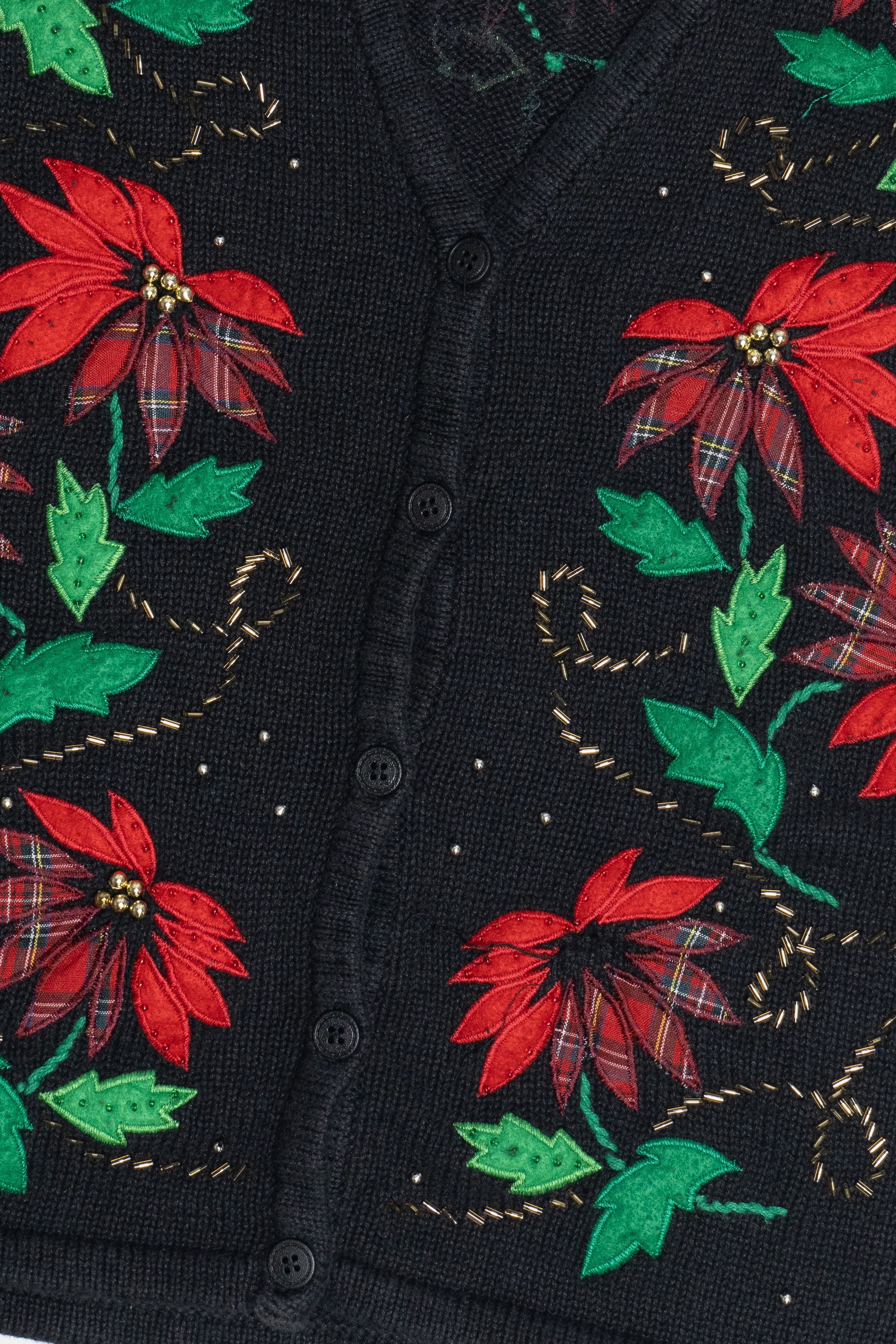 Vintage Bobbie Brooks Poinsettias Ugly Christmas Vest (1990s)