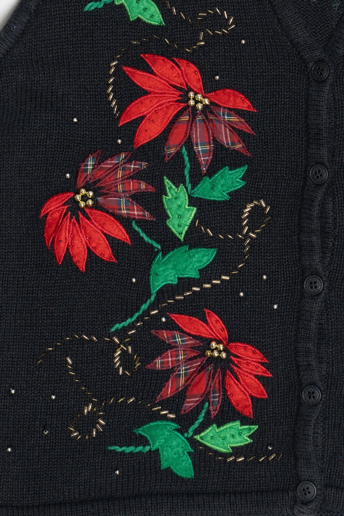 Vintage Bobbie Brooks Poinsettias Ugly Christmas Vest (1990s)