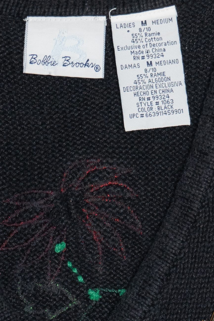 Vintage Bobbie Brooks Poinsettias Ugly Christmas Vest (1990s)