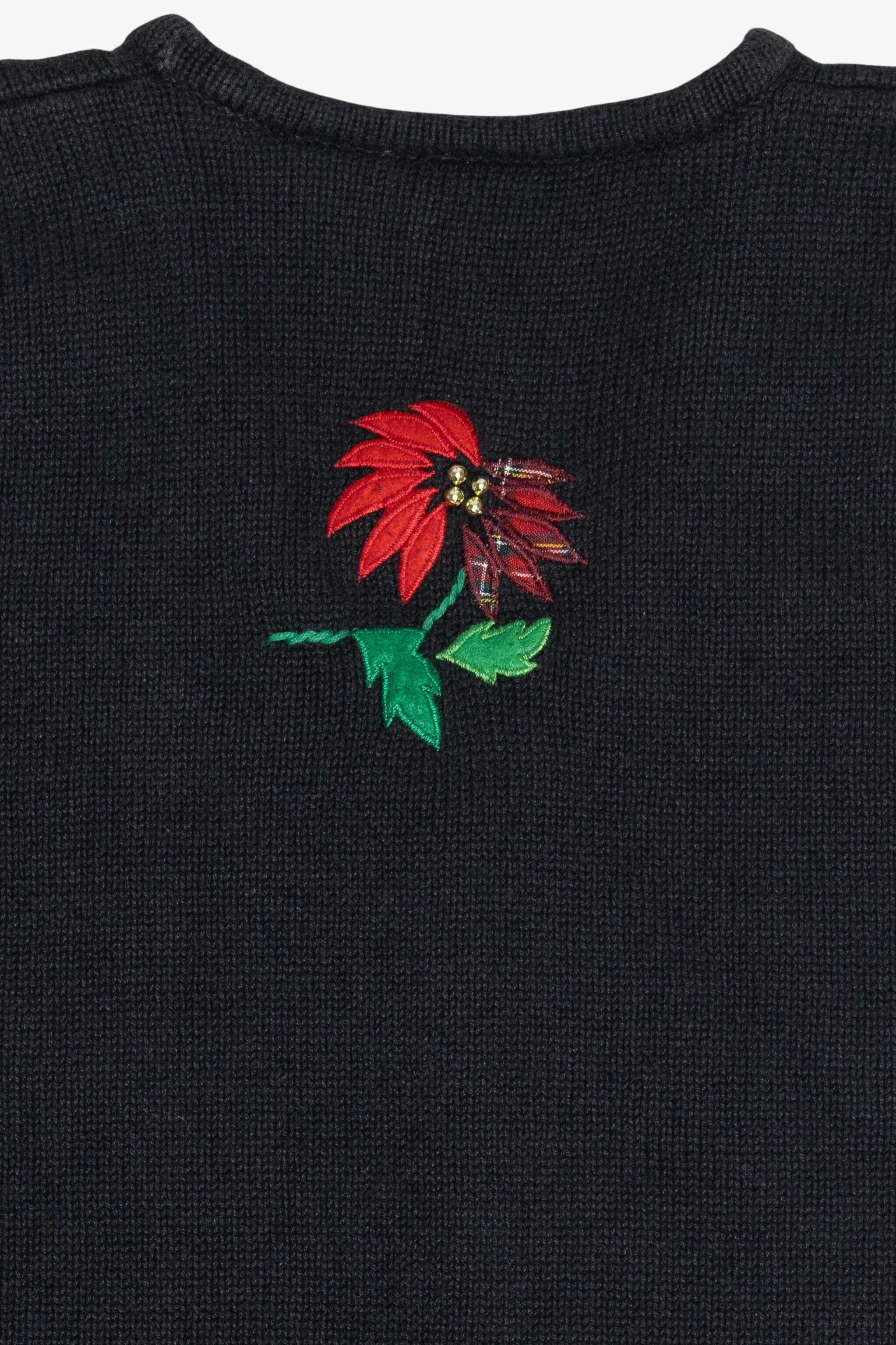 Vintage Bobbie Brooks Poinsettias Ugly Christmas Vest (1990s)