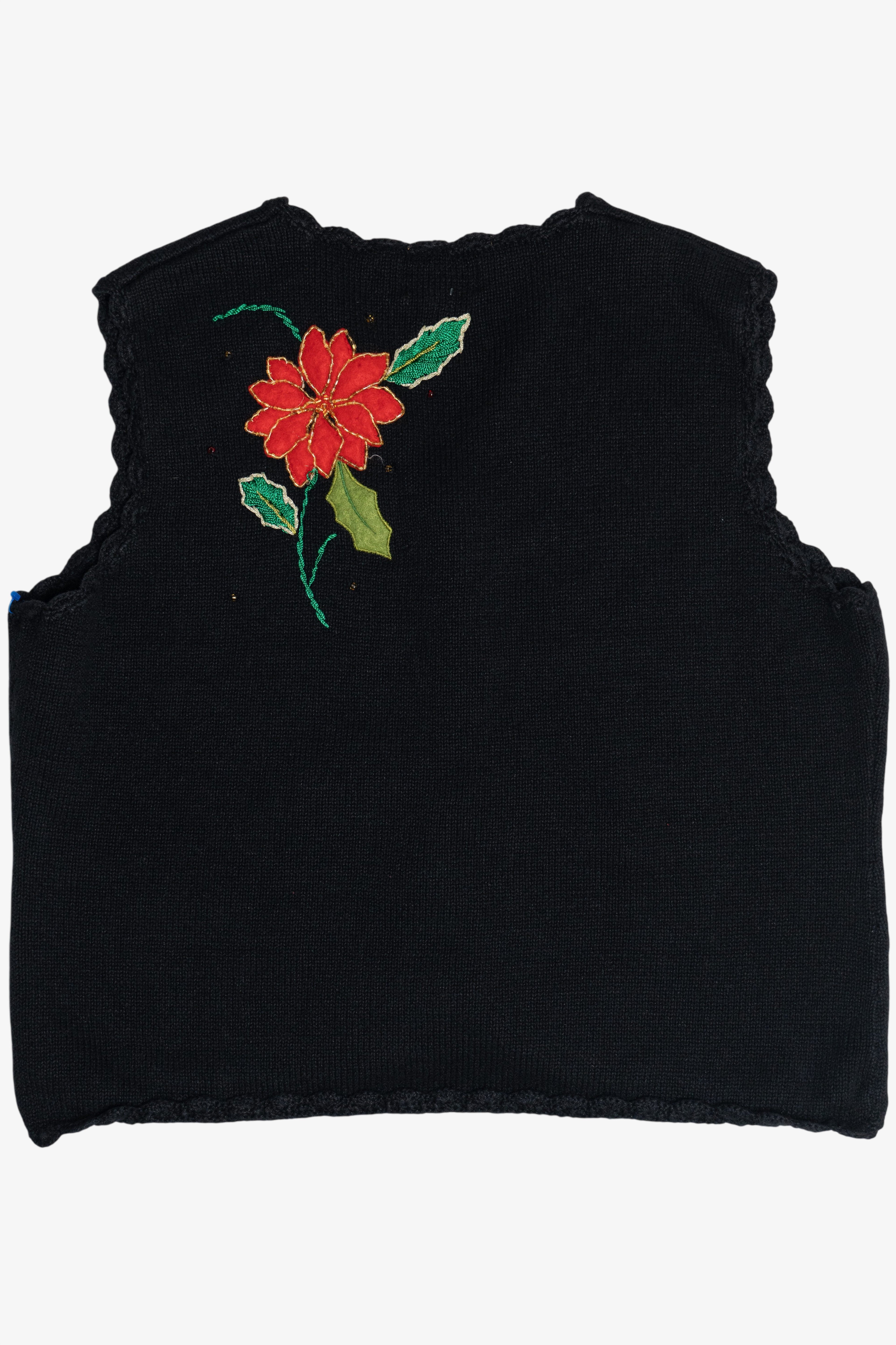 Vintage Designers Originals Studio Poinsettias Ugly Christmas Vest (1990s)