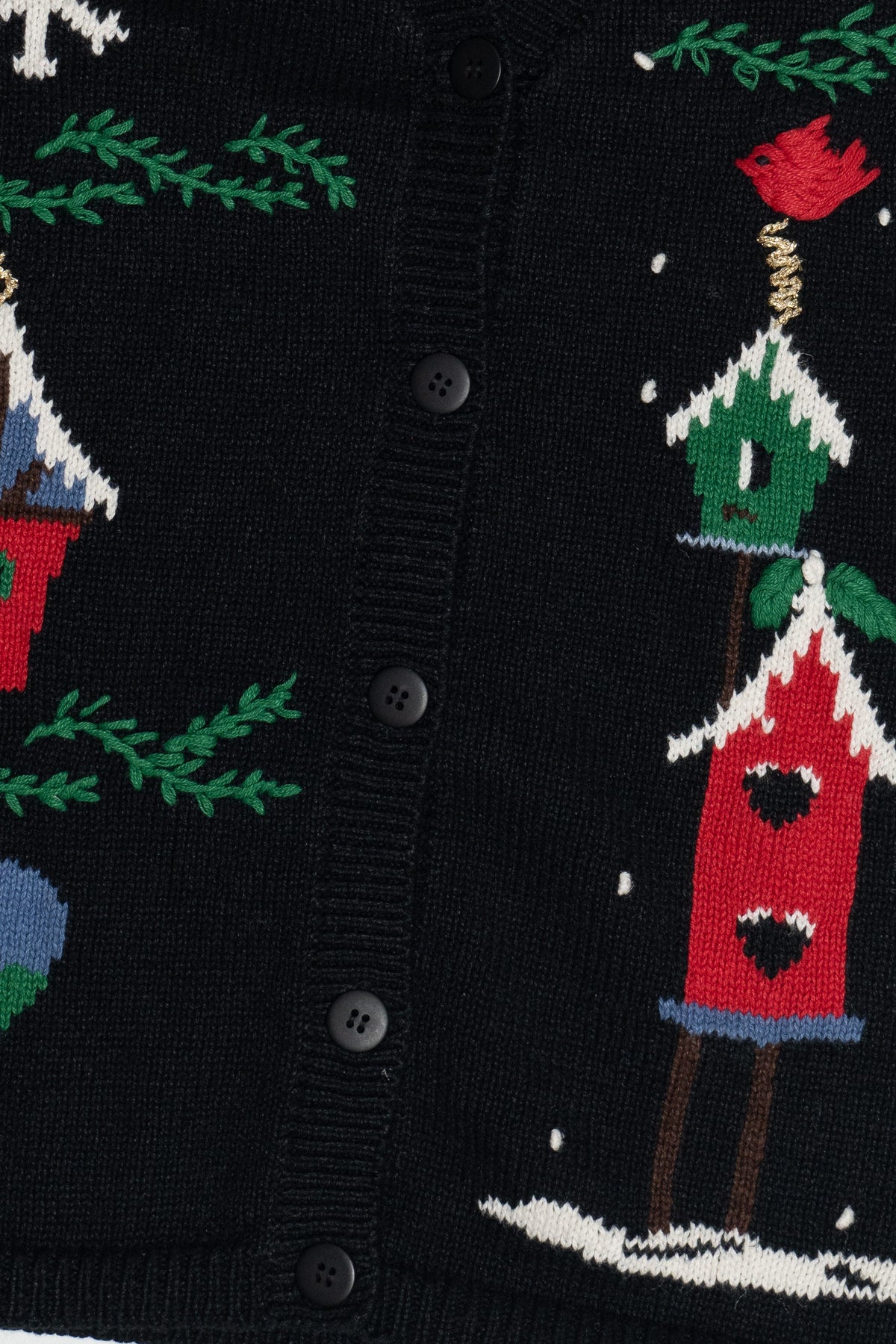 Vintage Holiday Birdhouse Ornaments Ugly Christmas Vest (1990s)