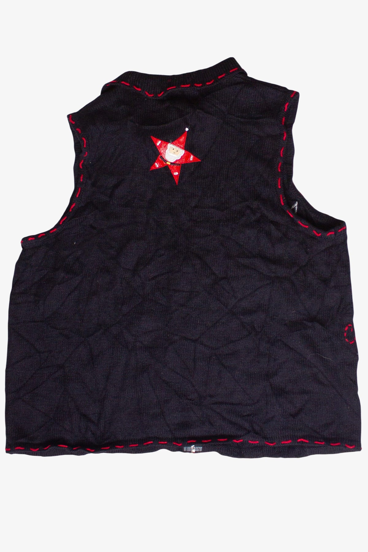 Vintage Santa Snowman Stars Ugly Christmas Vest